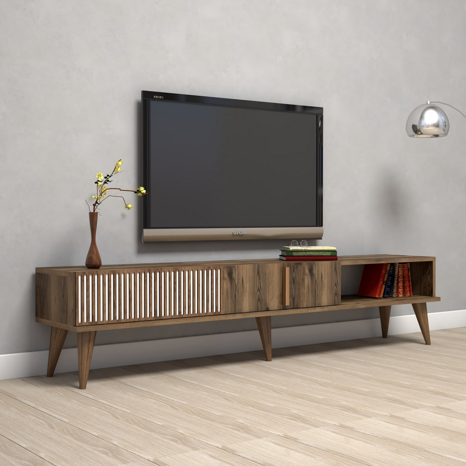 Comoda tv, Hanah Home, pal melaminat, nuc, 180x40x35 cm, 845HCT3092 — imaginea 3