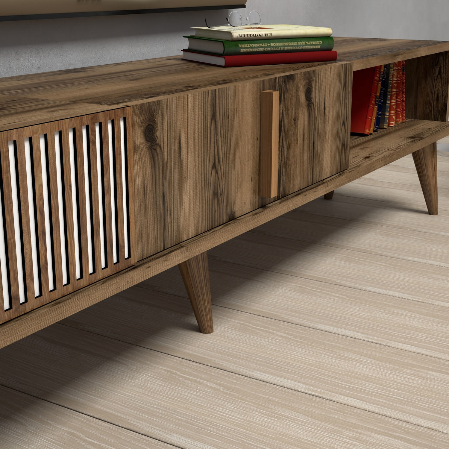 Comoda tv, Hanah Home, pal melaminat, nuc, 180x40x35 cm, 845HCT3092 — imaginea 4