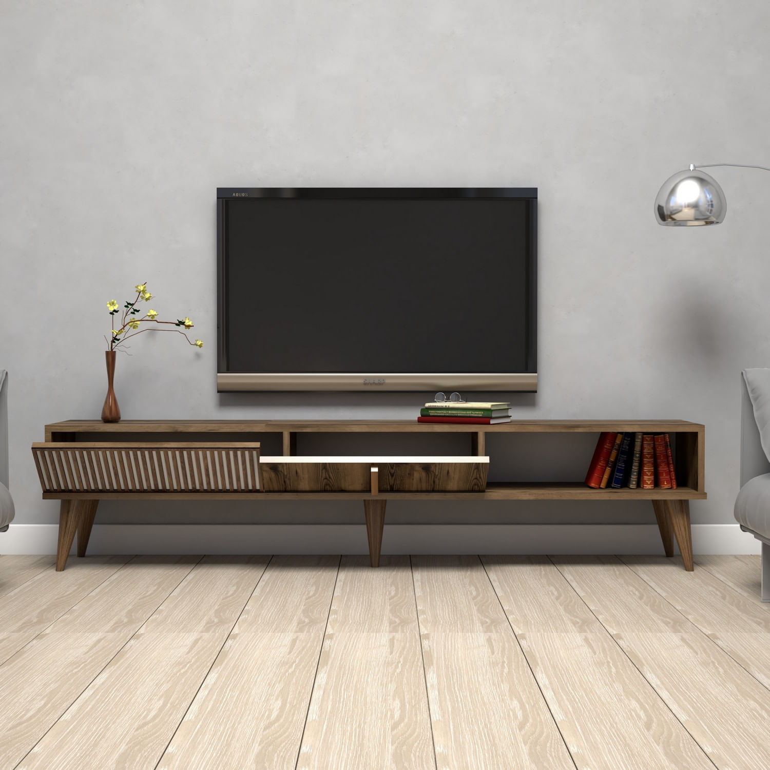 Comoda tv, Hanah Home, pal melaminat, nuc, 180x40x35 cm, 845HCT3092 — imaginea 5