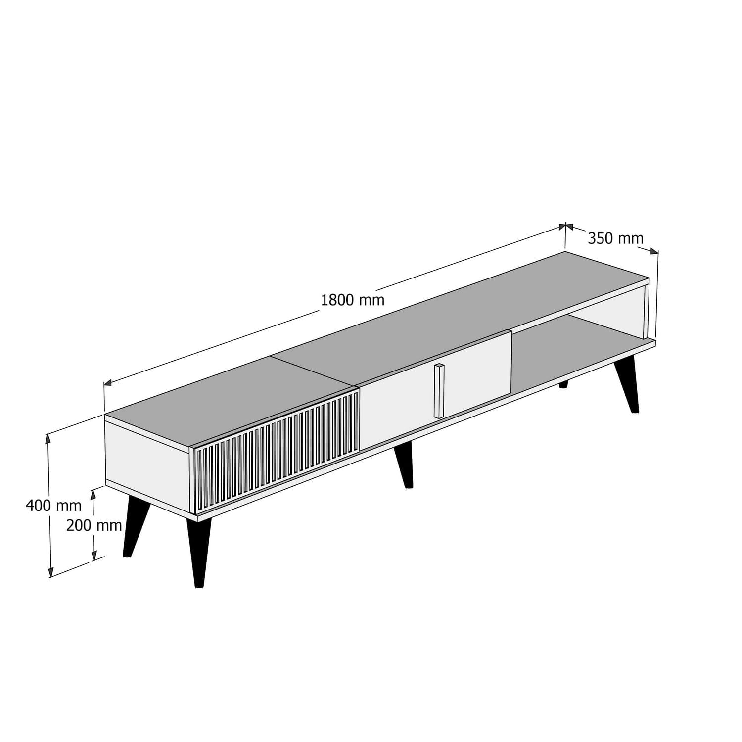 Comoda tv, Hanah Home, pal melaminat, nuc, 180x40x35 cm, 845HCT3092 — imaginea 6