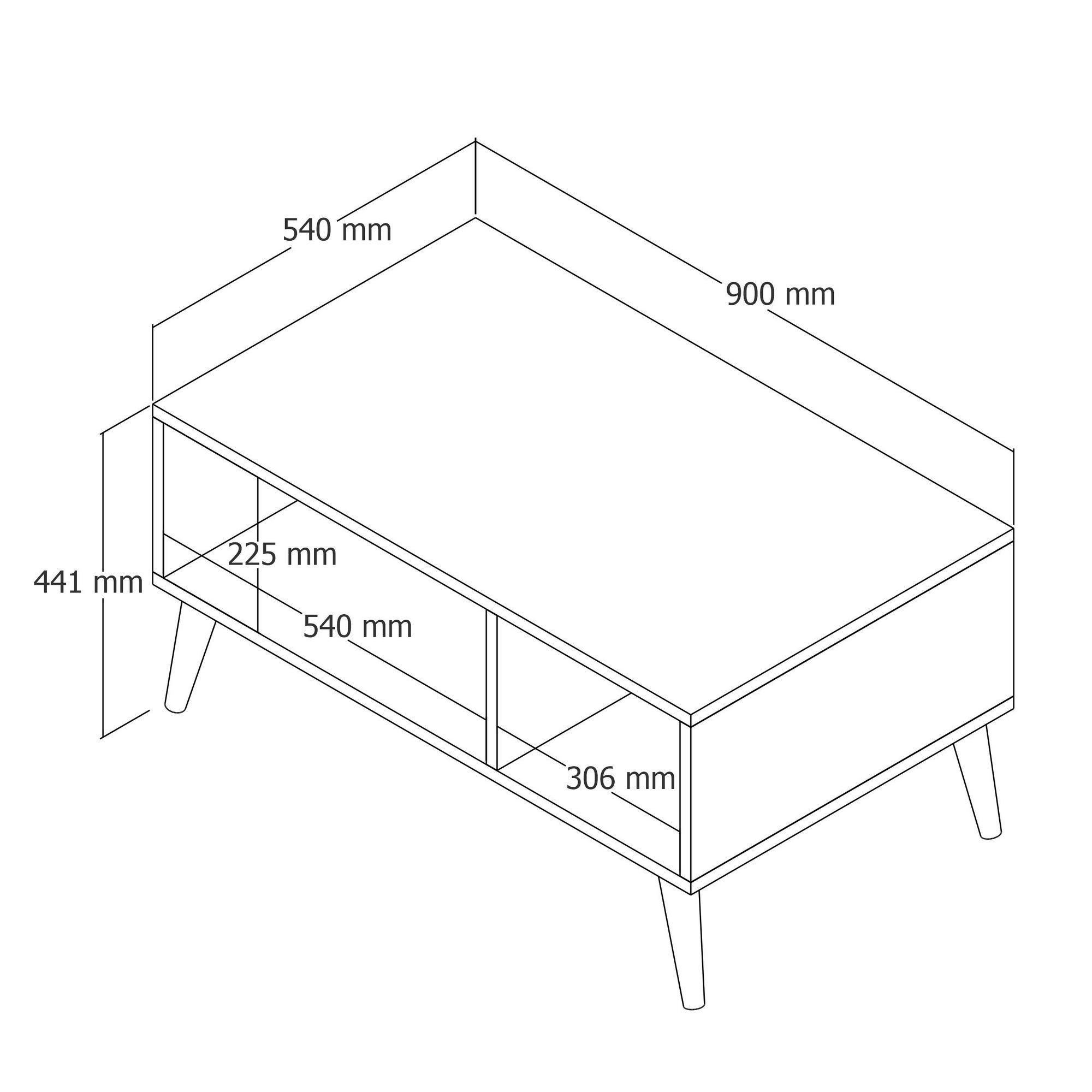 Masuta de cafea, Hanah Home, pal melaminat, stejar si alb, 90x54x41.6 cm — imaginea 6