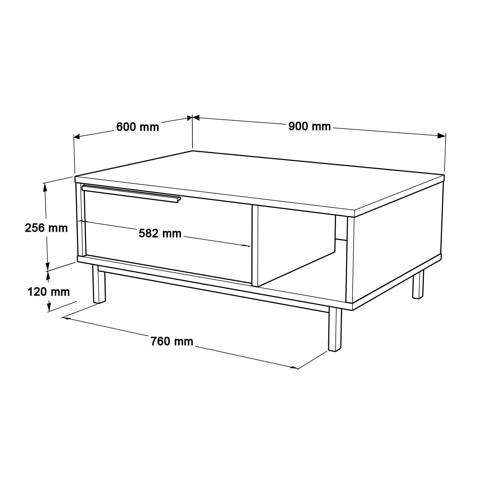 Masuta de cafea, Hanah Home, pal melaminat, nuc, 90x60x37.6 cm — imaginea 8