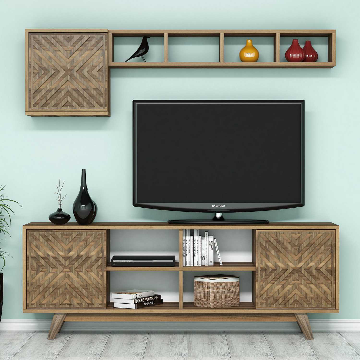 Comoda tv, Hanah Home, pal melaminat, nuc, 160x35x56.2 cm, 845HCT3069
