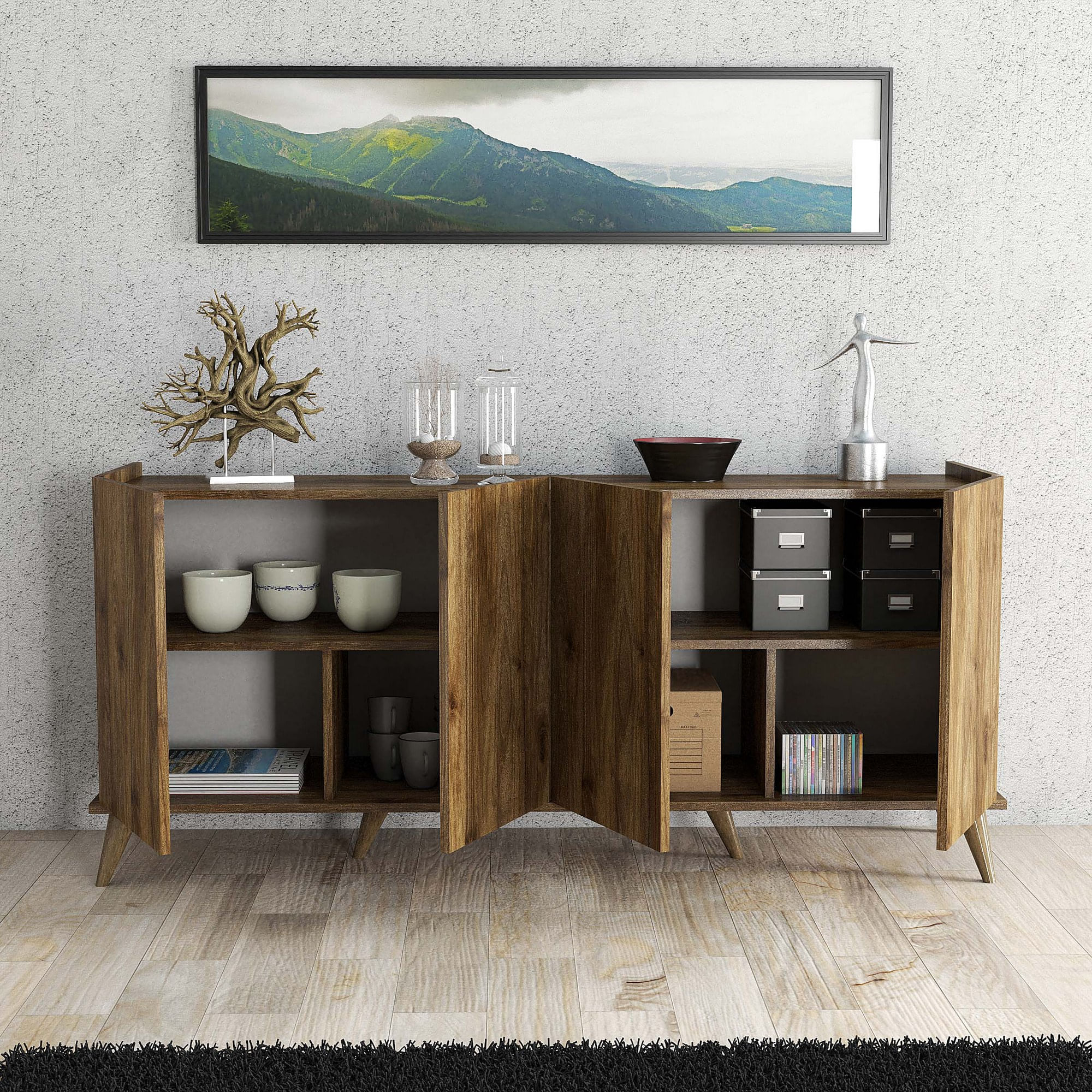 Consola, Hanah Home, pal melaminat, nuc, 180x45x80.8 cm — imaginea 3