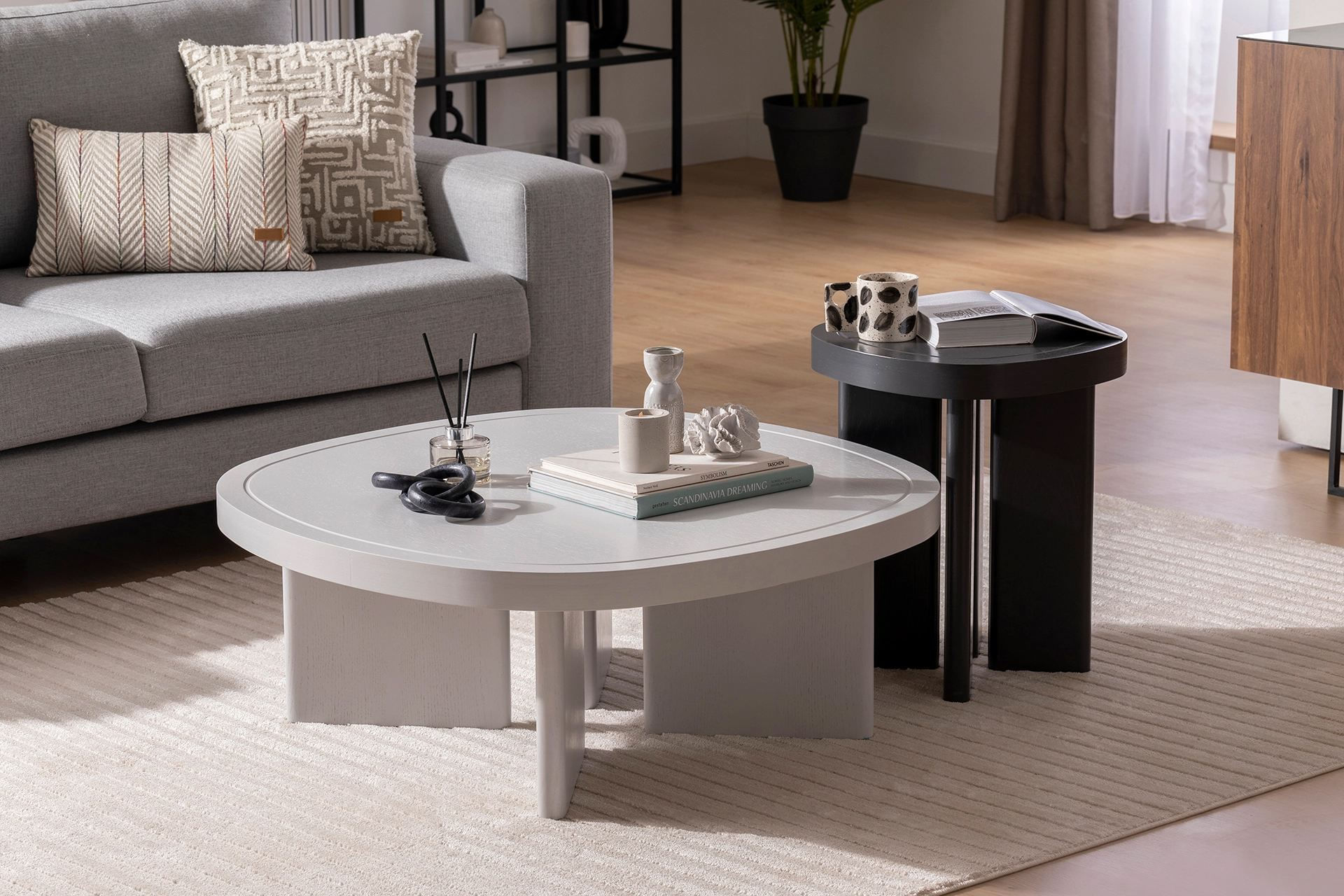 Masuta de cafea, Hanah Home, mdf, gri, 92x92x35 cm — imaginea 6