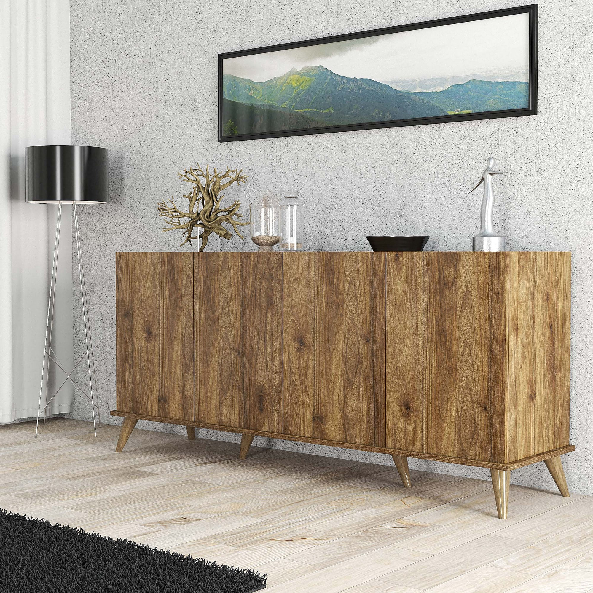 Consola, Hanah Home, pal melaminat, nuc, 180x45x80.8 cm — imaginea 4