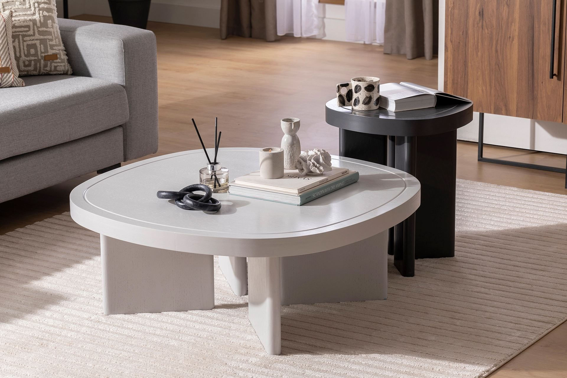 Masuta de cafea, Hanah Home, mdf, gri, 92x92x35 cm — imaginea 7