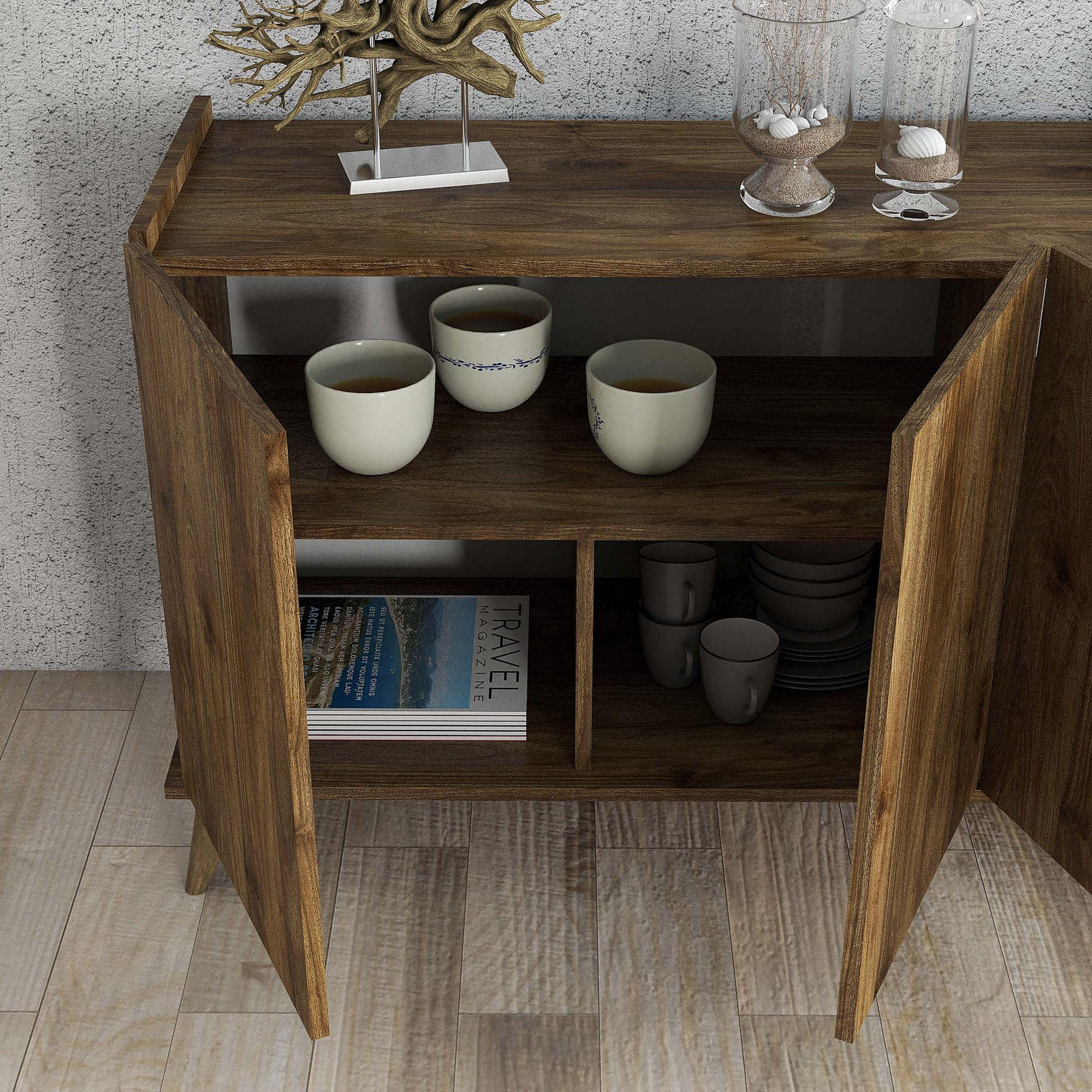 Consola, Hanah Home, pal melaminat, nuc, 180x45x80.8 cm — imaginea 5