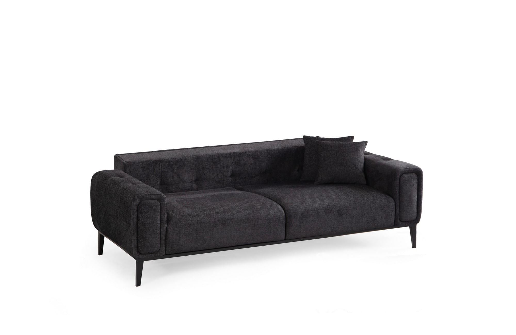 Canapea extensibila 3 locuri, Hanah Home, lemn fag si PAL, negru, 225x92x76 cm