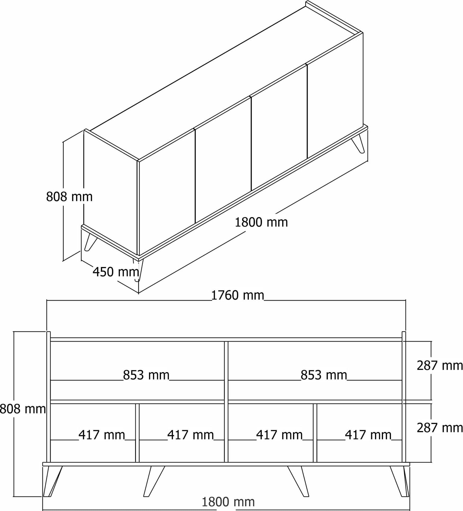 Consola, Hanah Home, pal melaminat, nuc, 180x45x80.8 cm — imaginea 7