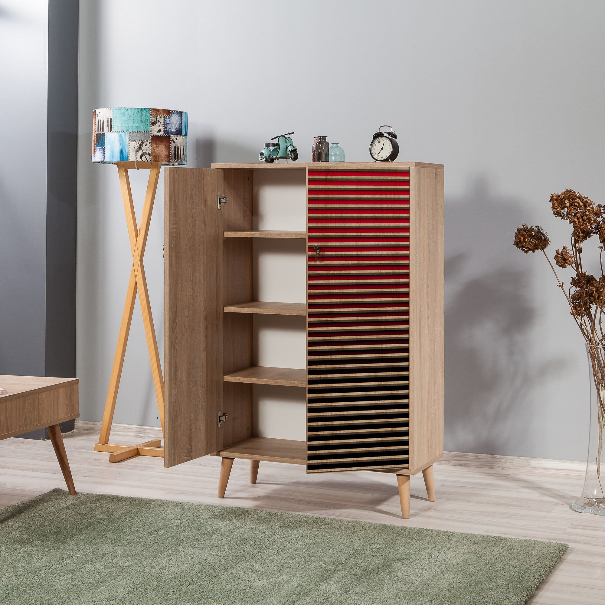 Dulap multifunctional, Hanah Home, pal melaminat, stejar sonoma, 80x36x127 cm, 869VEL3973 — imaginea 7
