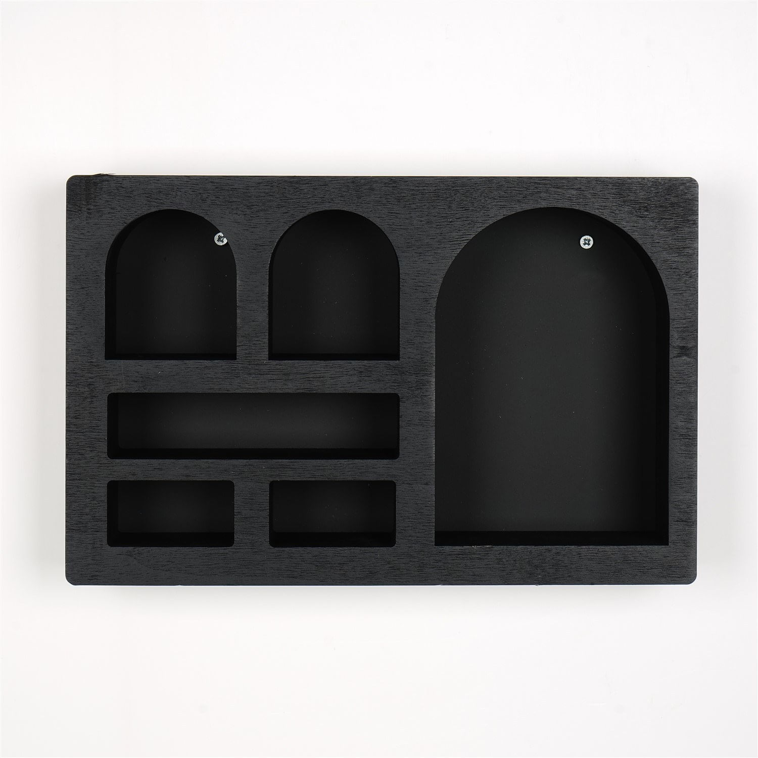 Raft de perete, Hanah Home, lemn masiv, negru, 35x23x6 cm — imaginea 2