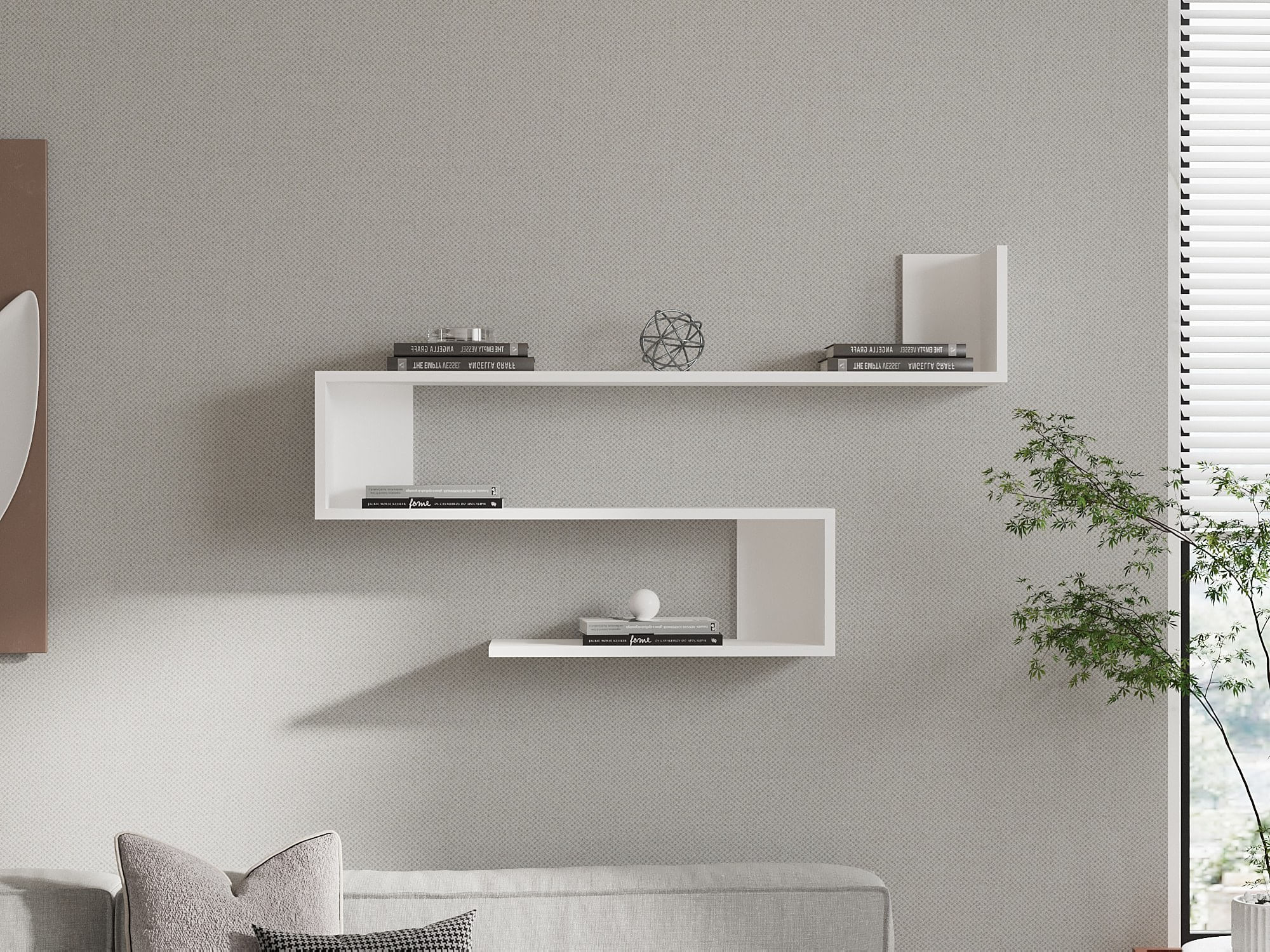Raft de perete, Hanah Home, pal melaminat, alb, 120x71x20 cm — imaginea 4