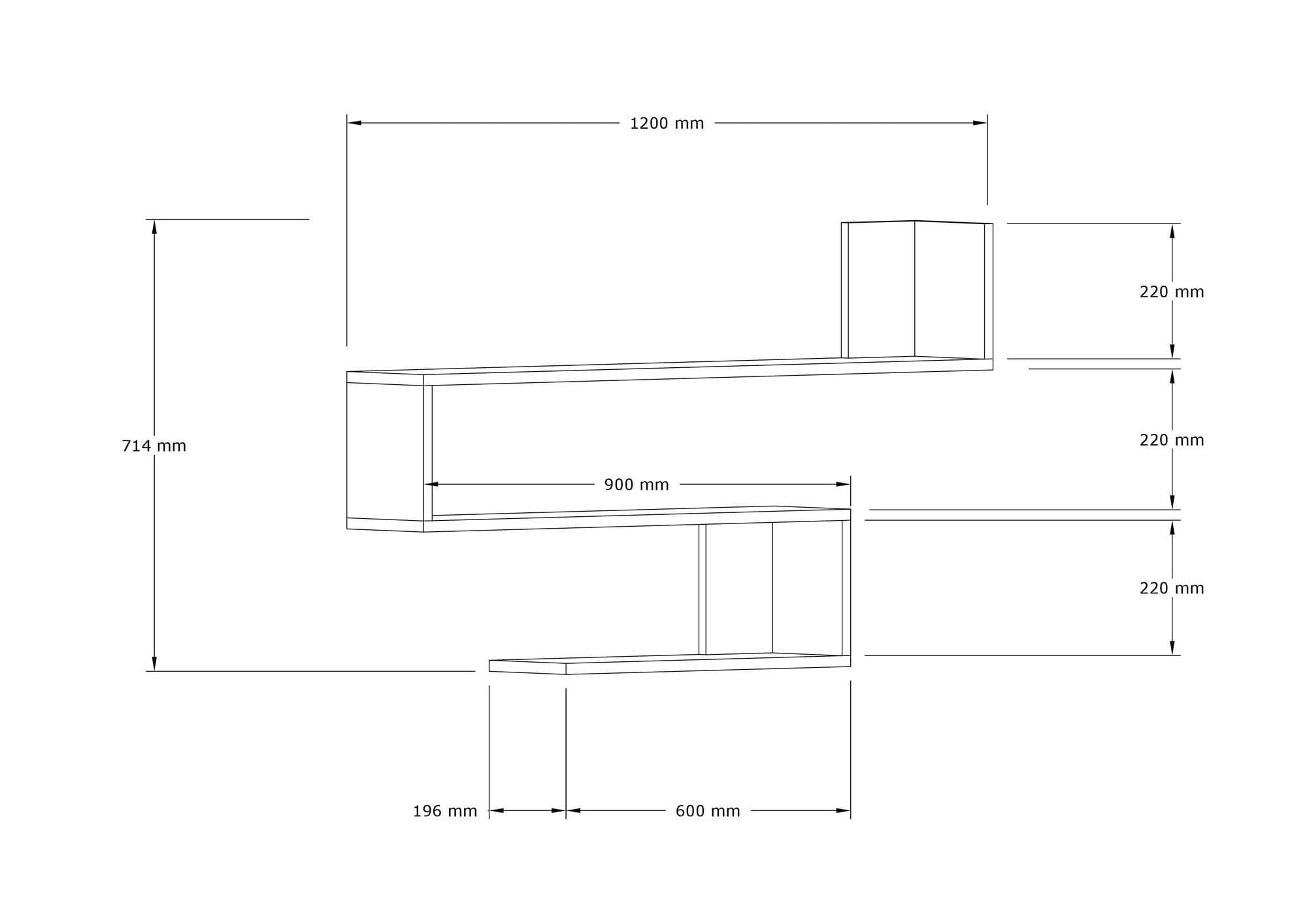 Raft de perete, Hanah Home, pal melaminat, alb, 120x71x20 cm — imaginea 5