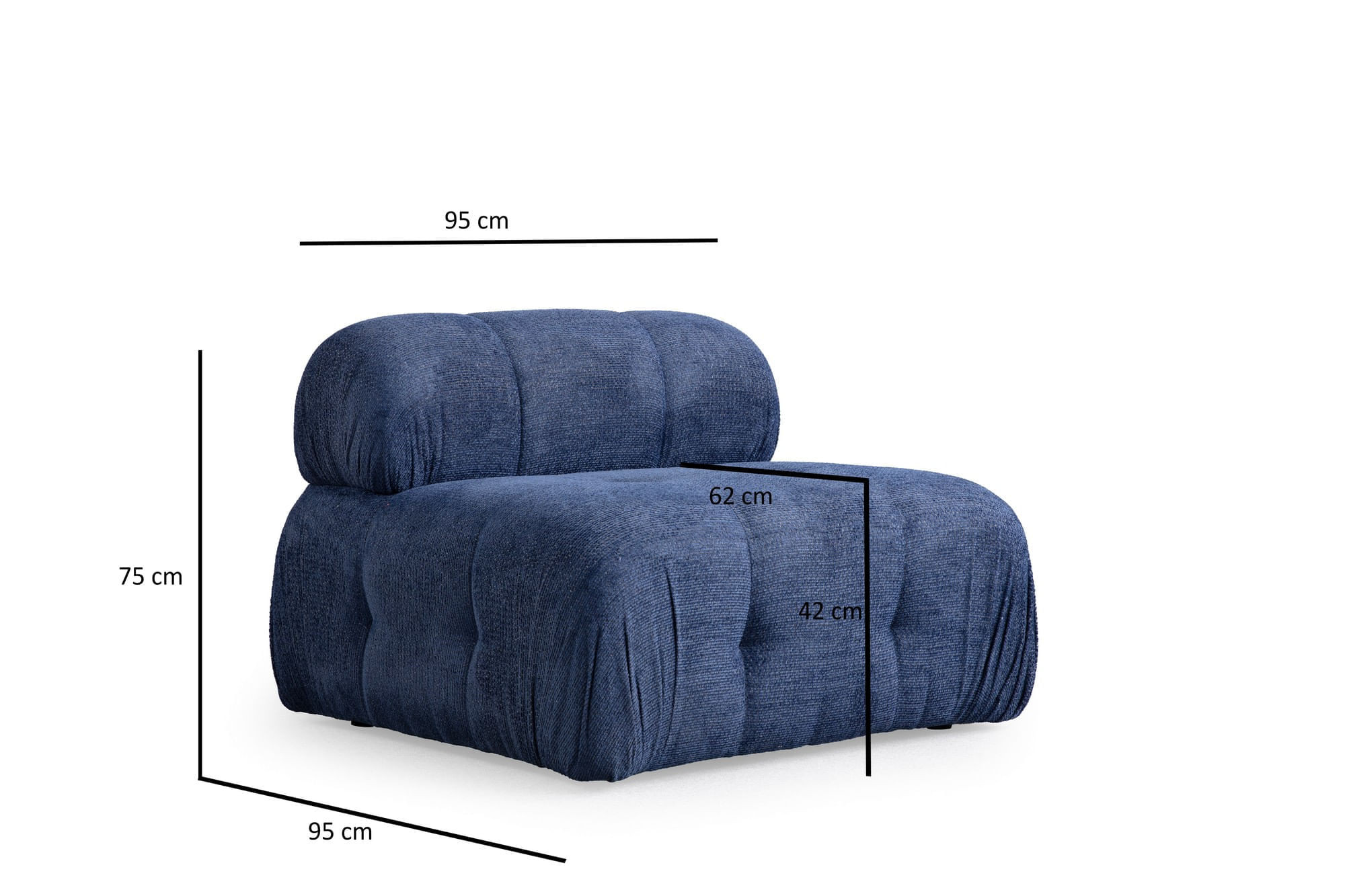 Canapea 3 locuri, Atelier Del Sofa, 100% poliester, albastru inchis, 290x95x75 cm — imaginea 11