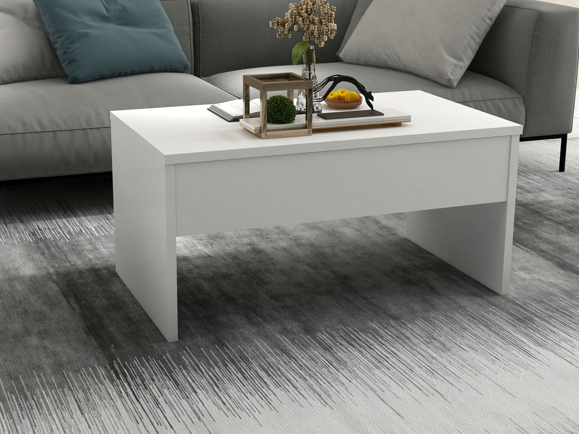 Masa de cafea, Hanah Home, PAL melaminat, alb, 90x45x52 cm — imaginea 3