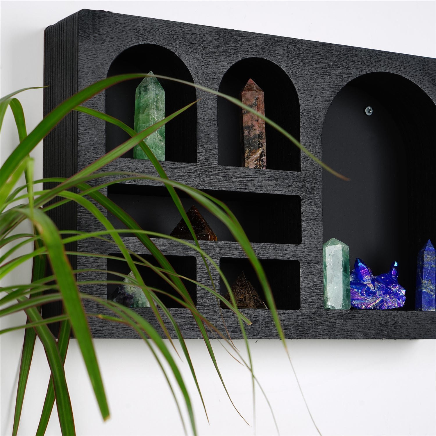 Raft de perete, Hanah Home, lemn masiv, negru, 35x23x6 cm — imaginea 5