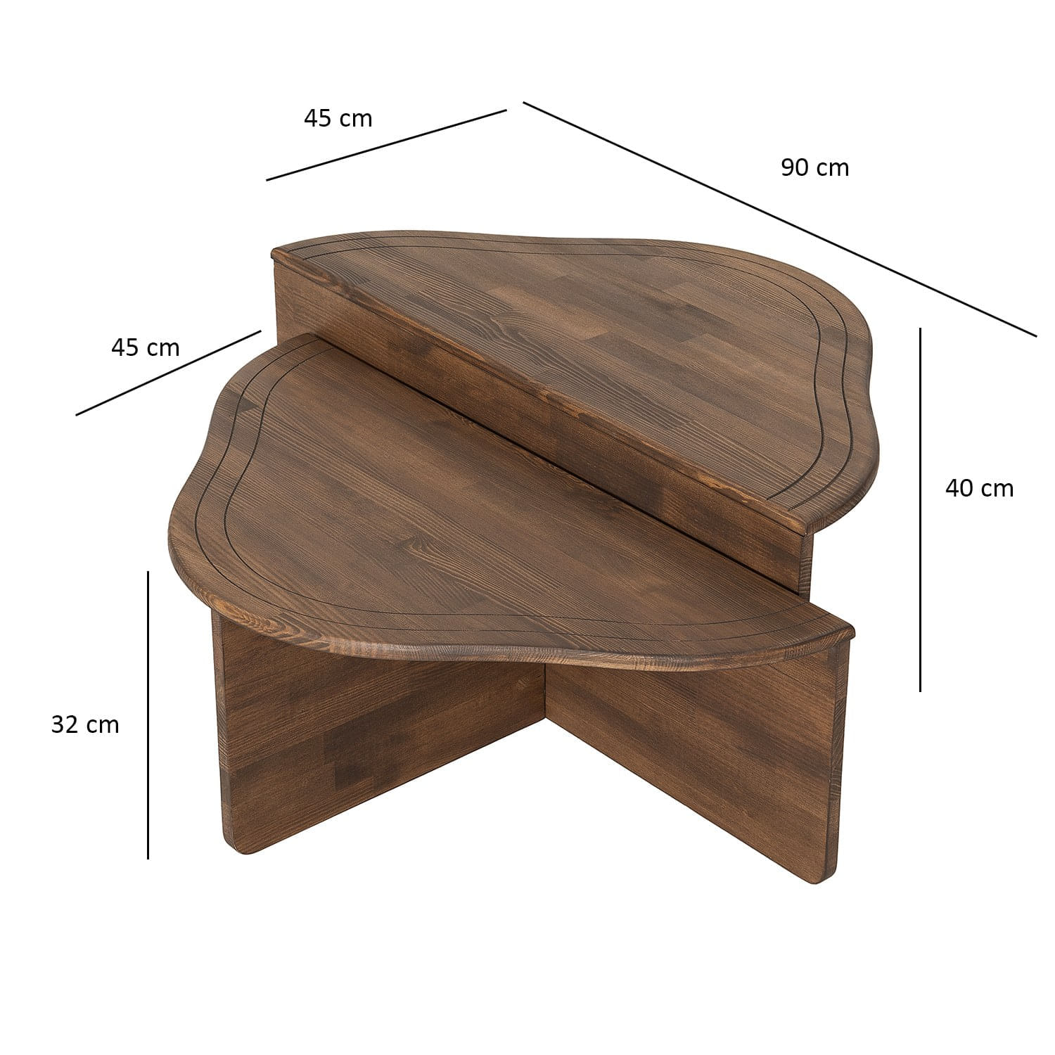 Masuta de cafea, Hanah Home, lemn masiv, nuc, 90x45x40 cm — imaginea 7