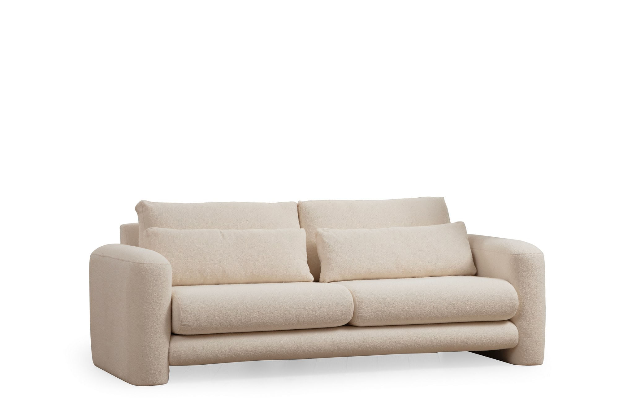 Canapea 3 locuri, Hanah Home, lemn de fag, crem, 215x97x73 cm — imaginea 2