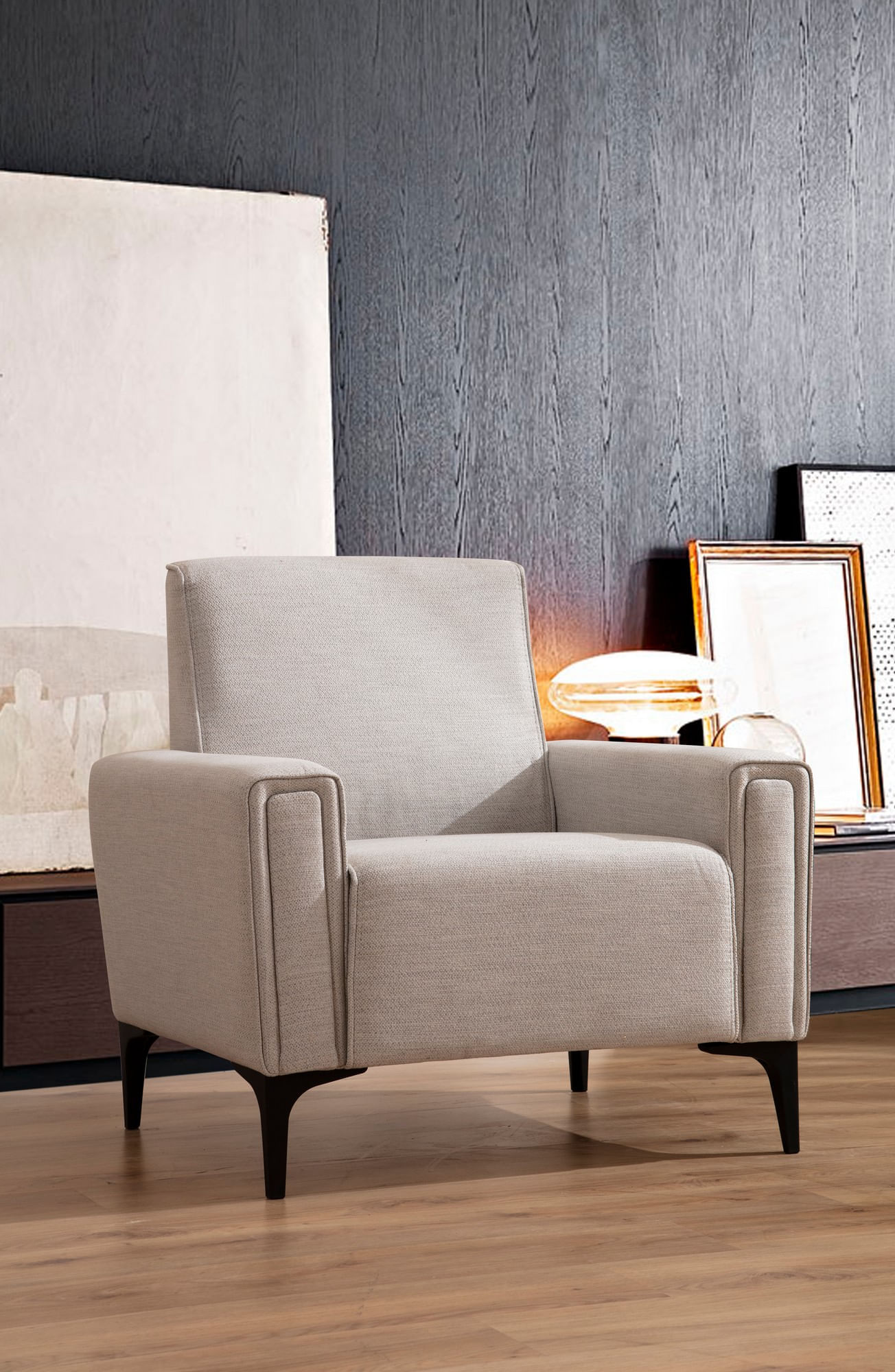 Fotoliu, Atelier Del Sofa, lemn fag si pal, ecru, 90x85x77 cm — imaginea 4