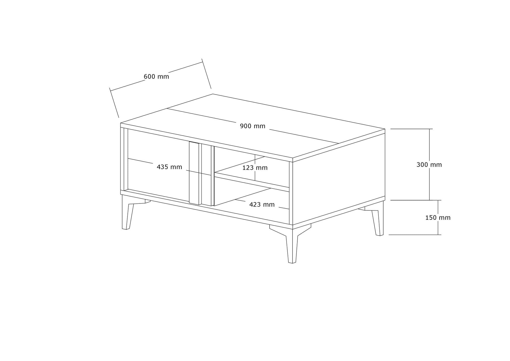 Masuta de cafea, Hanah Home, pal melaminat, atlantic si antracit, 90x60x45 cm — imaginea 5