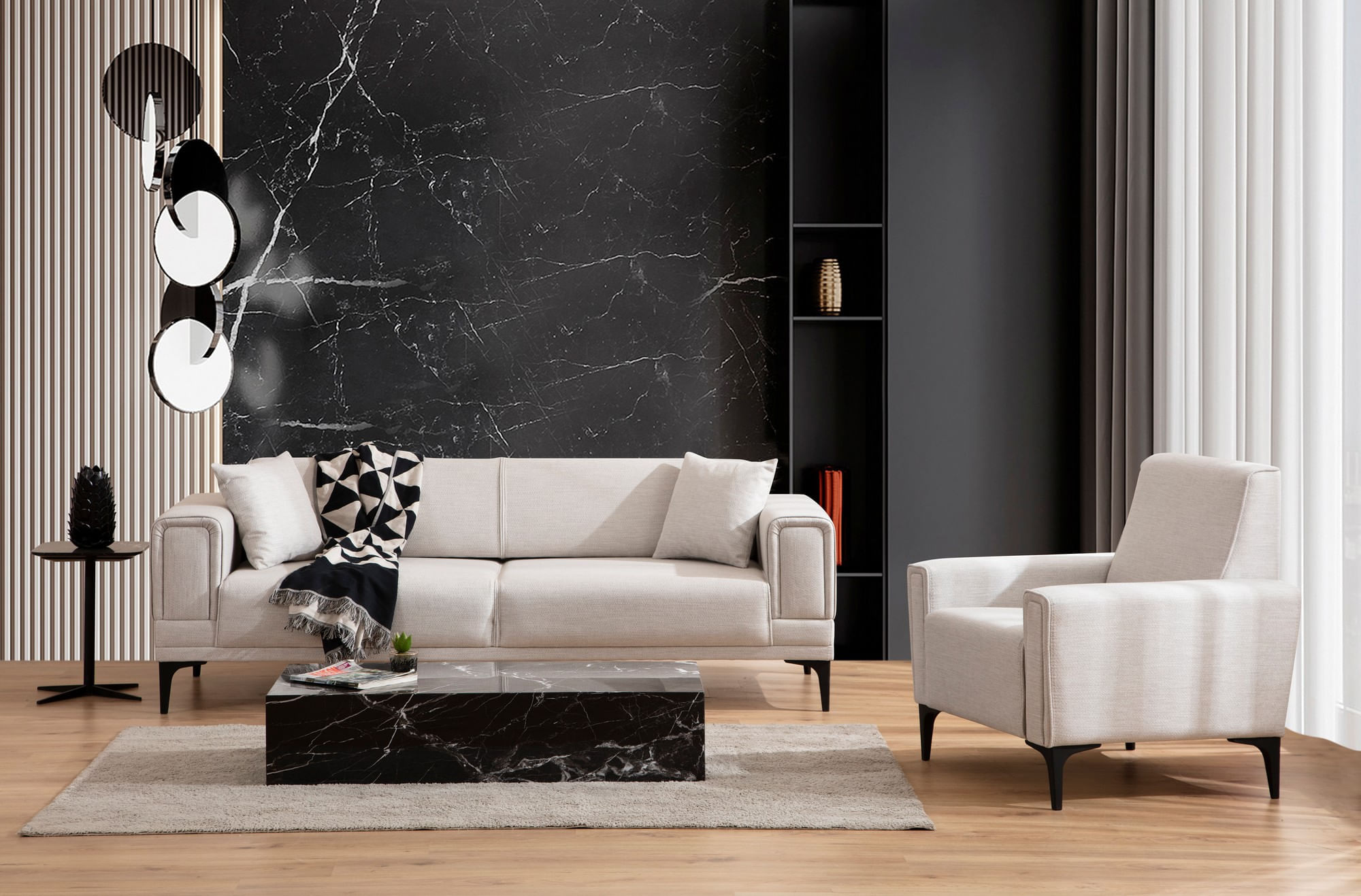 Fotoliu, Atelier Del Sofa, lemn fag si pal, ecru, 90x85x77 cm — imaginea 5