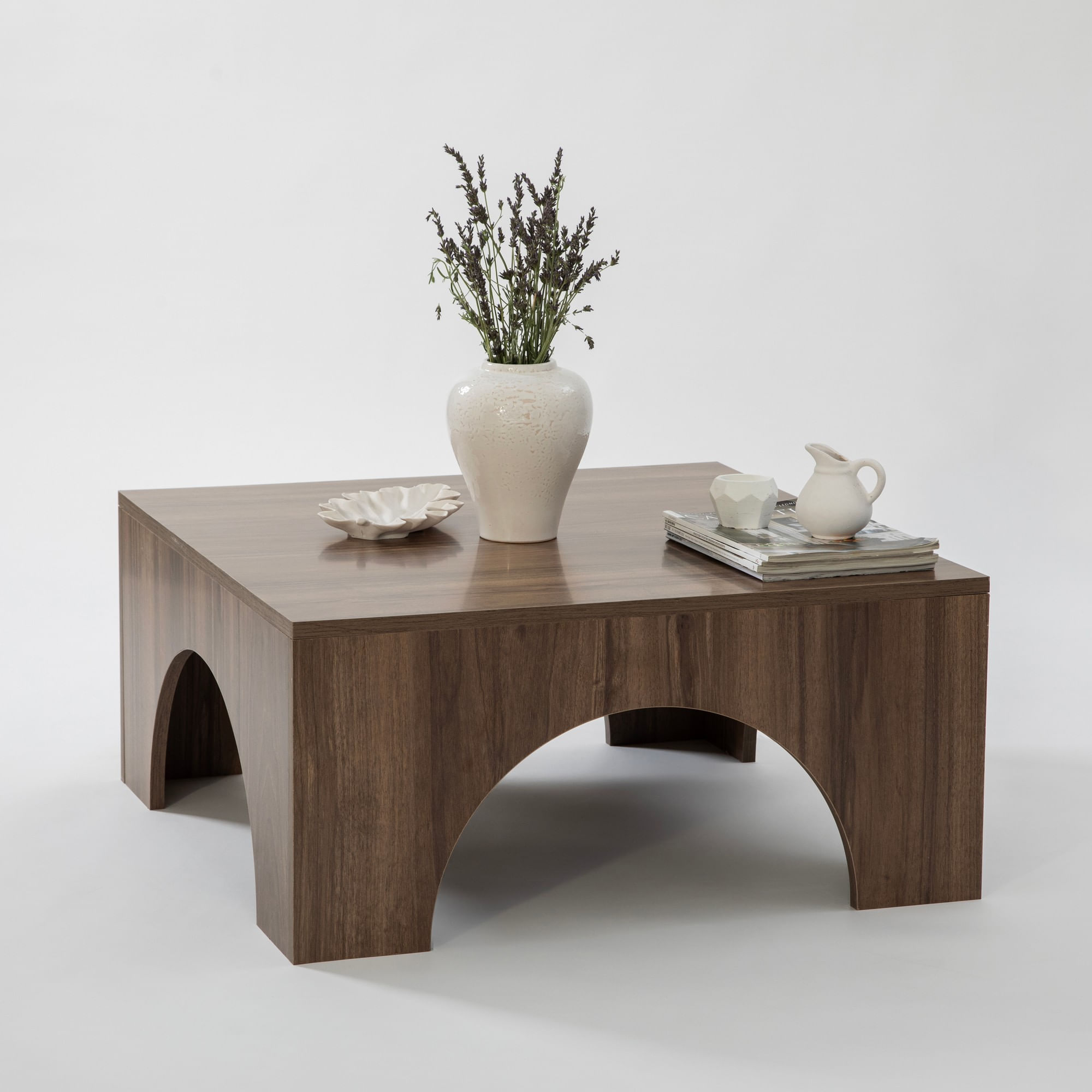 Masuta de cafea, Hanah Home, pal melaminat, nuc, 80x80x37 cm — imaginea 3