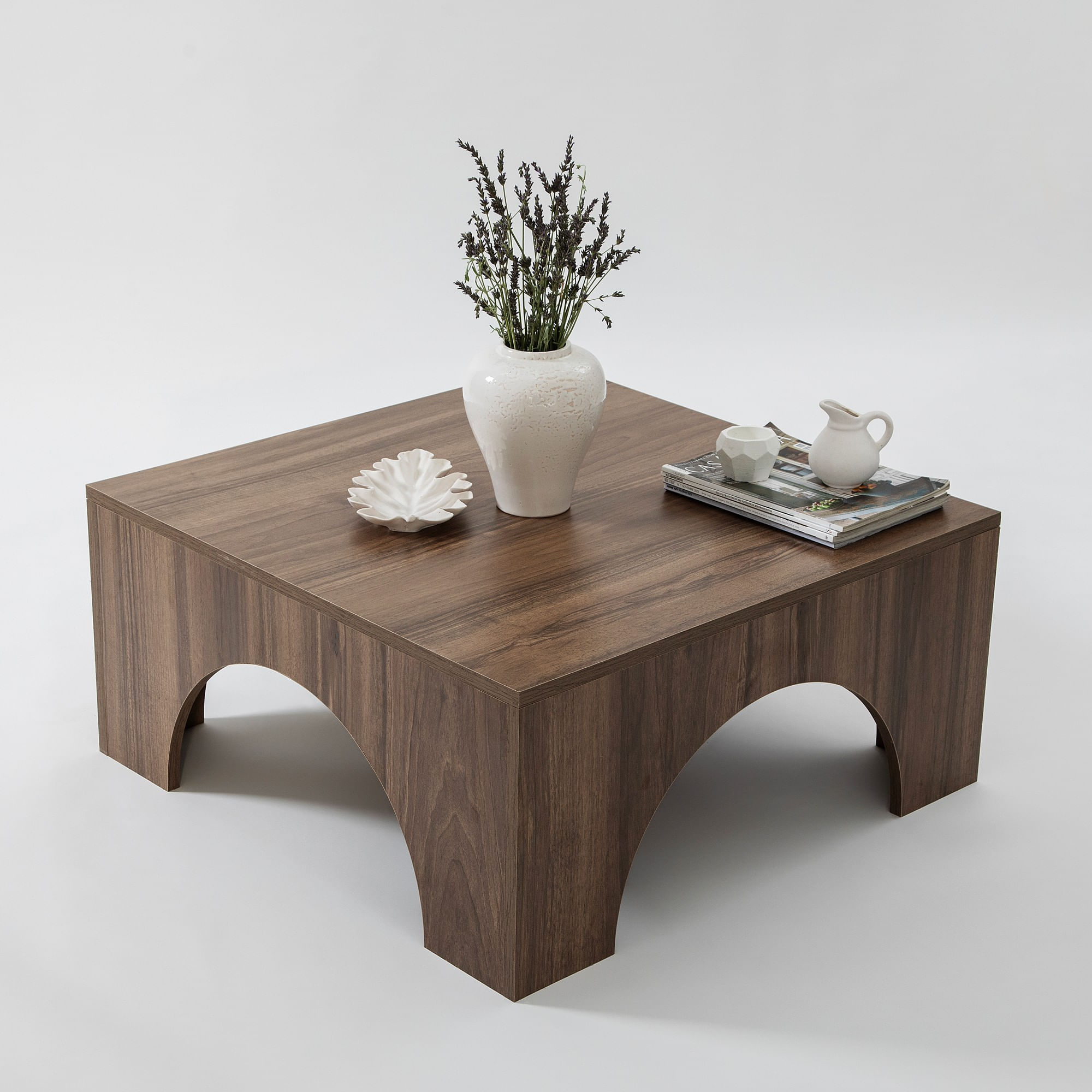 Masuta de cafea, Hanah Home, pal melaminat, nuc, 80x80x37 cm — imaginea 4