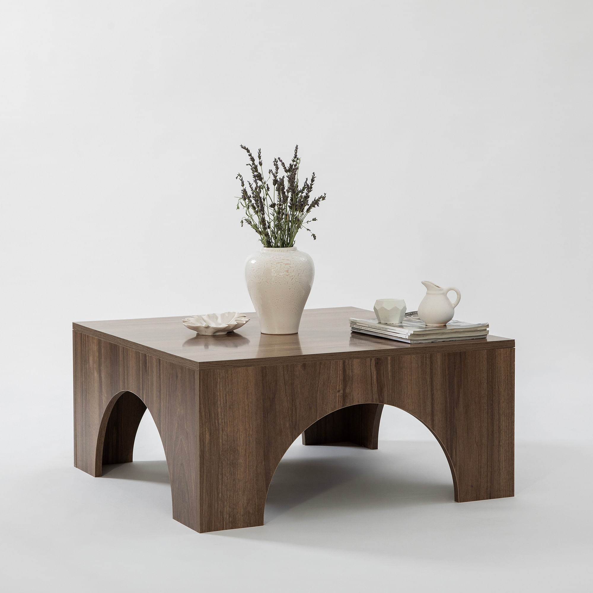 Masuta de cafea, Hanah Home, pal melaminat, nuc, 80x80x37 cm — imaginea 5