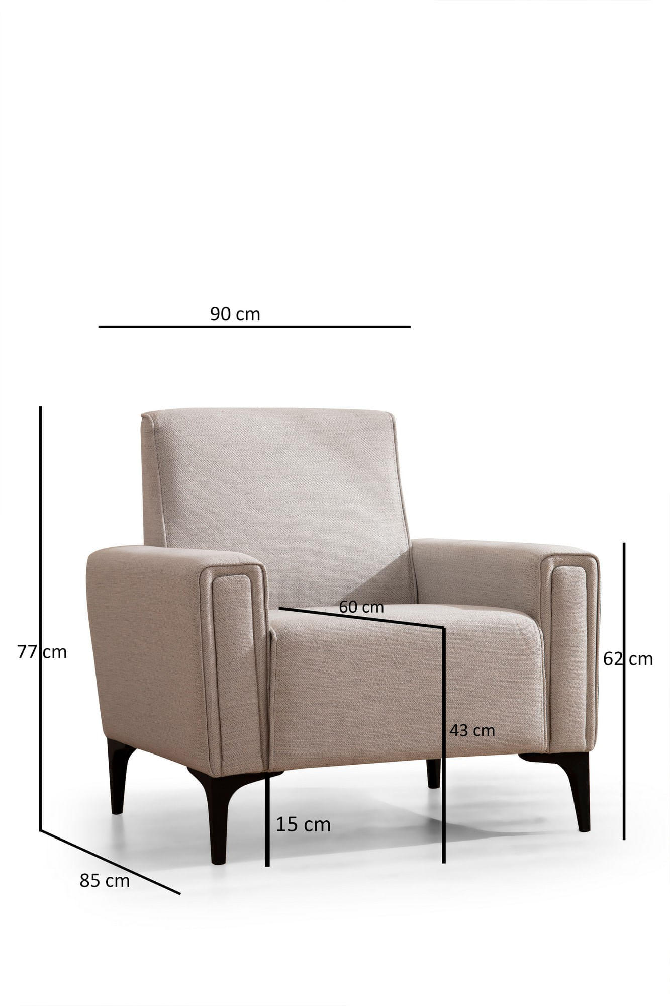 Fotoliu, Atelier Del Sofa, lemn fag si pal, ecru, 90x85x77 cm — imaginea 7