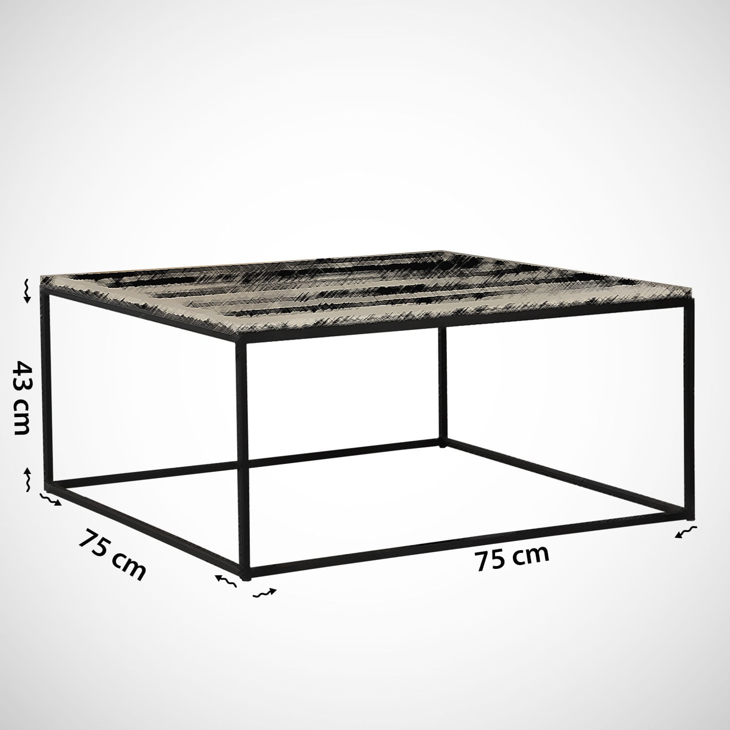 Masuta de cafea, Hanah Home, pal melaminat, negru si alb, 75x75x43 cm — imaginea 6