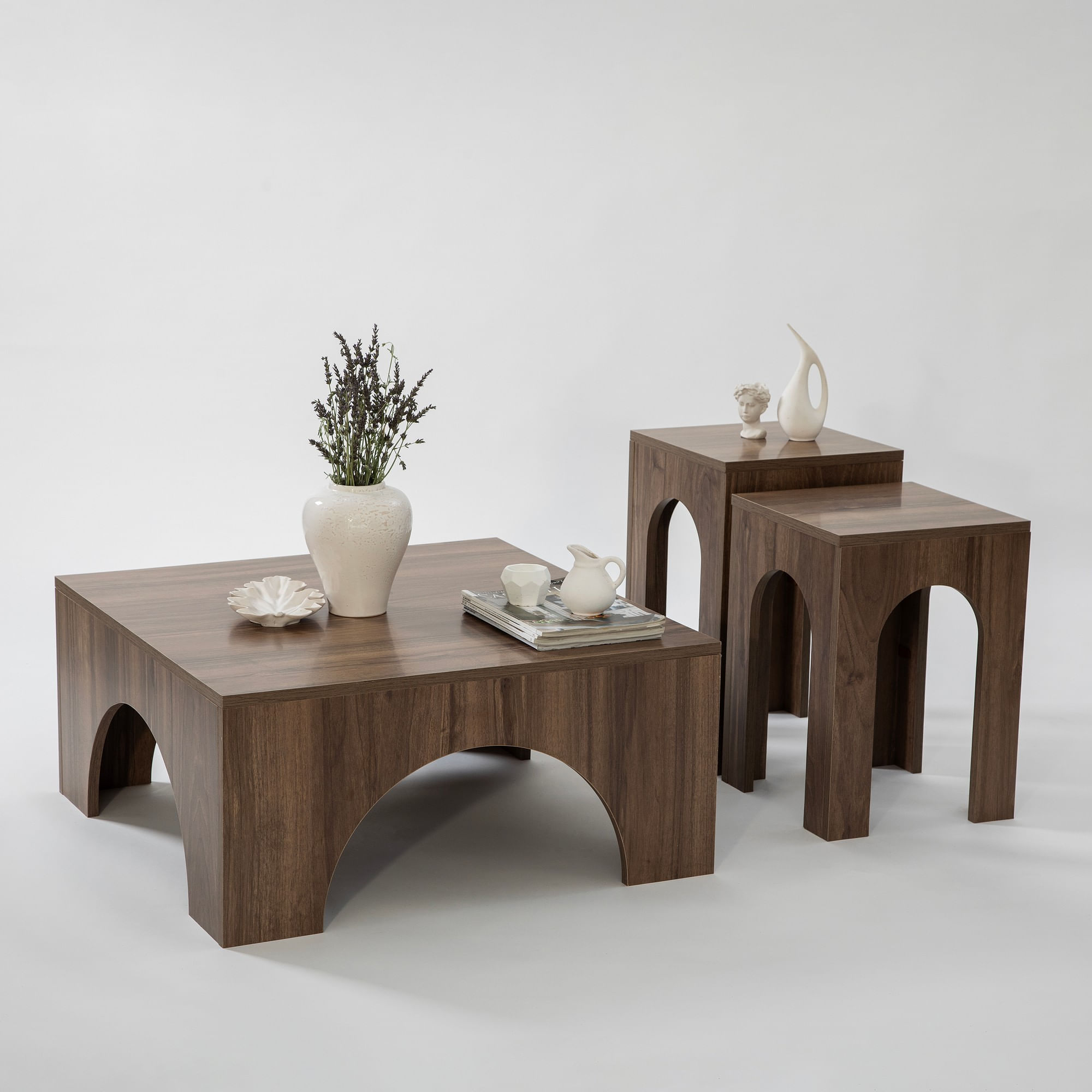 Masuta de cafea, Hanah Home, pal melaminat, nuc, 80x80x37 cm — imaginea 7