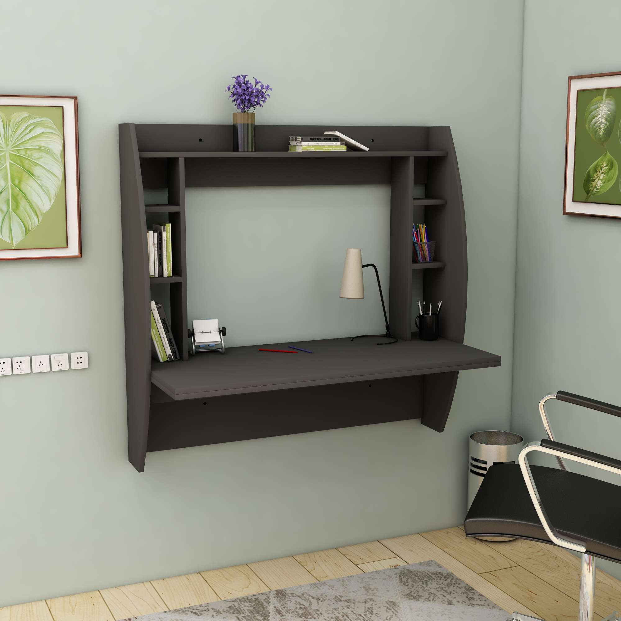 Birou, Hanah Home, pal melaminat, antracit, 123.6x55x120 cm — imaginea 4