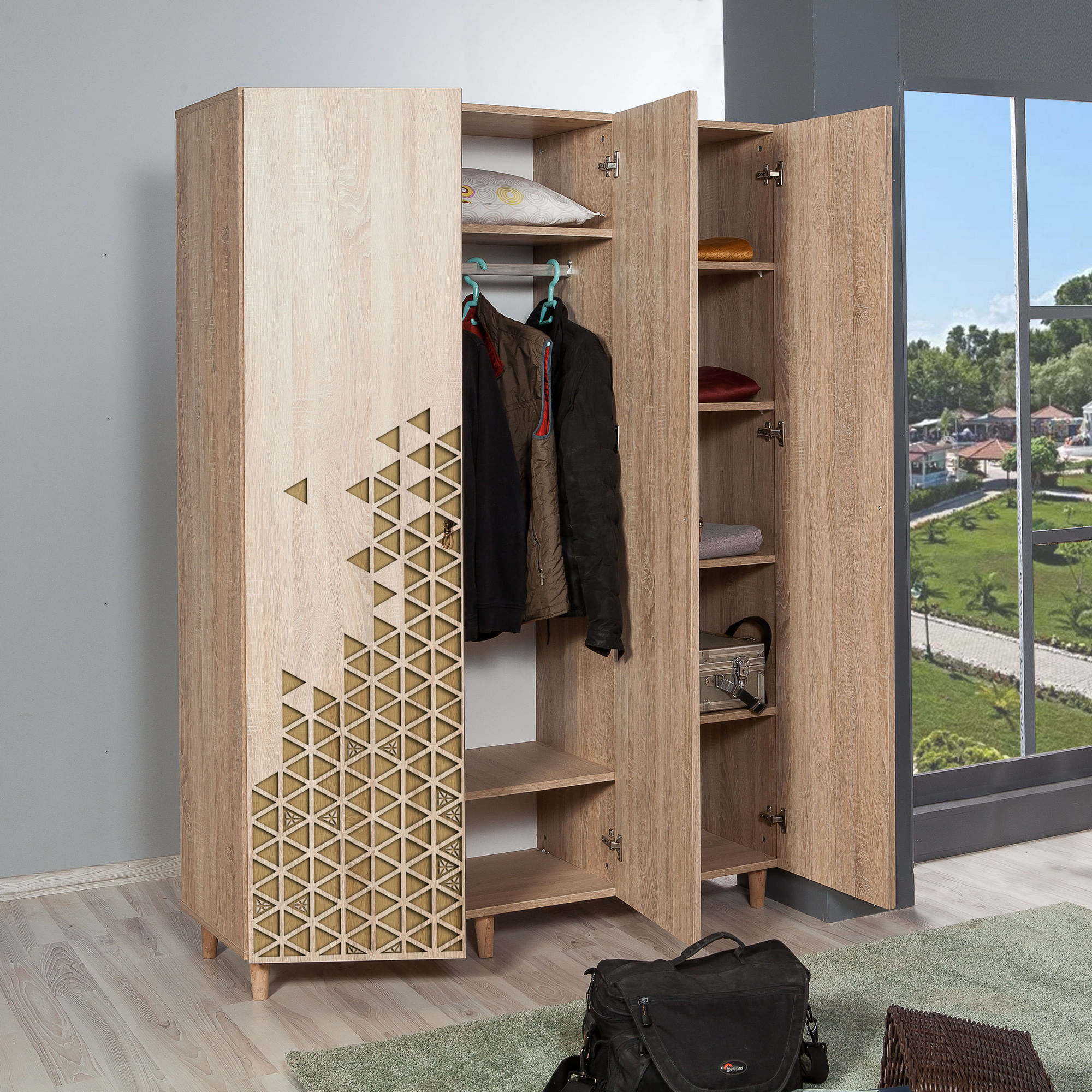 Dulap, Hanah Home, pal melaminat, stejar sonoma, 135x52x192 cm, 863SPH4208 — imaginea 4