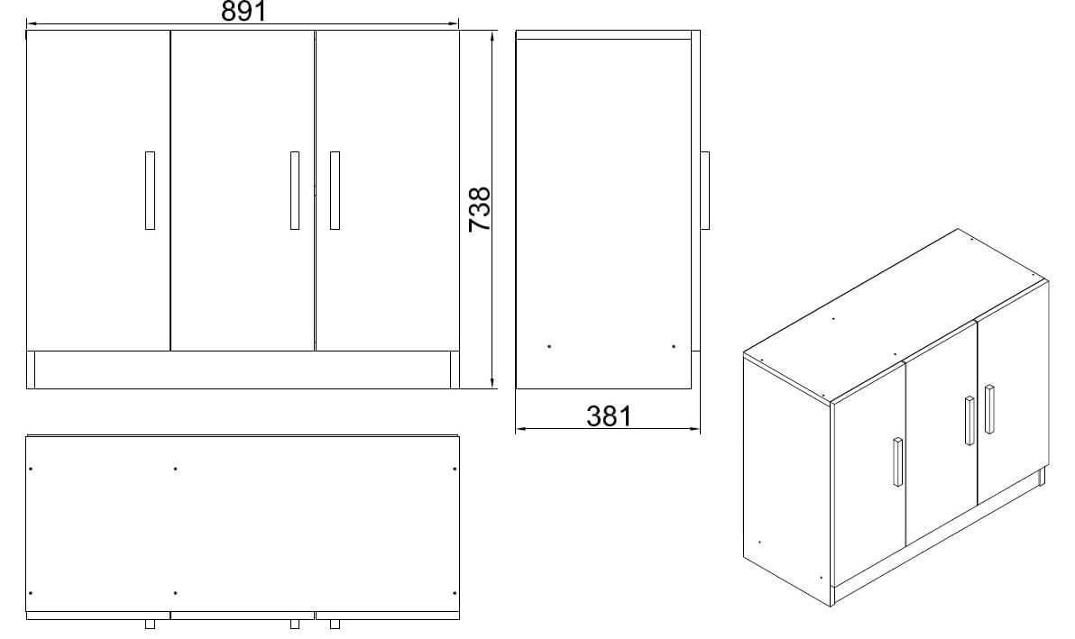 Dulap multifunctional, Hanah Home, panou de particule melaminat, stejar si negru, 89.1x38.1x73.8 cm — imaginea 6