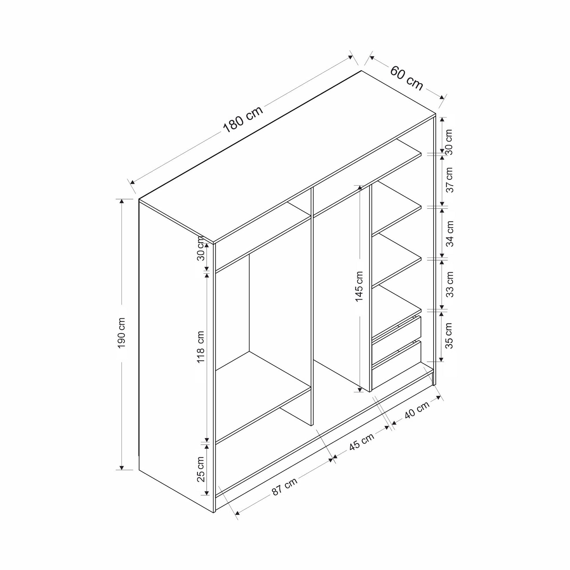 Dulap, Hanah Home, pal melaminat, dore si antracit, 180x190x52 cm — imaginea 5