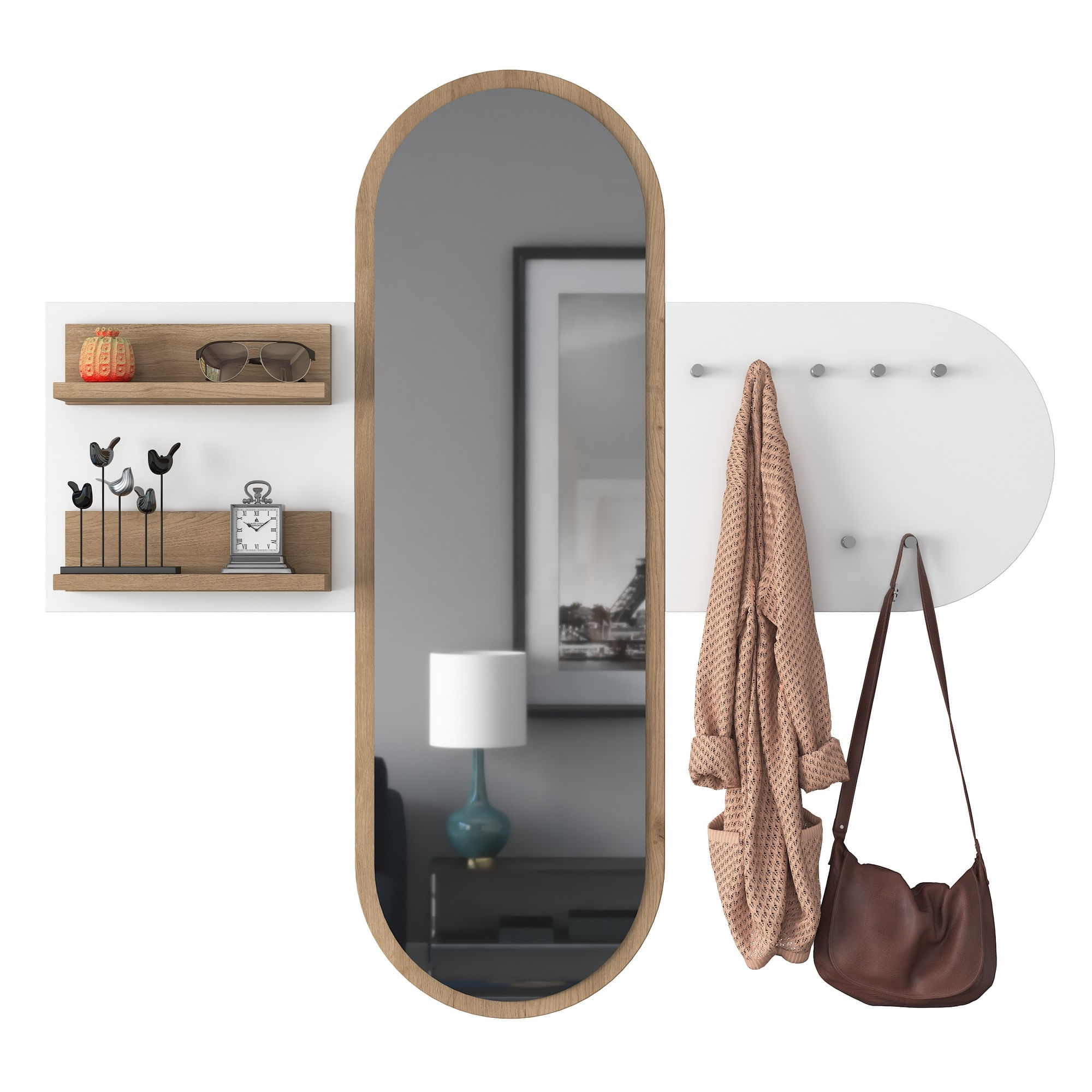 Cuier, Hanah Home, pal melaminat, alb nuc, 125x120x12 cm - imagine 3