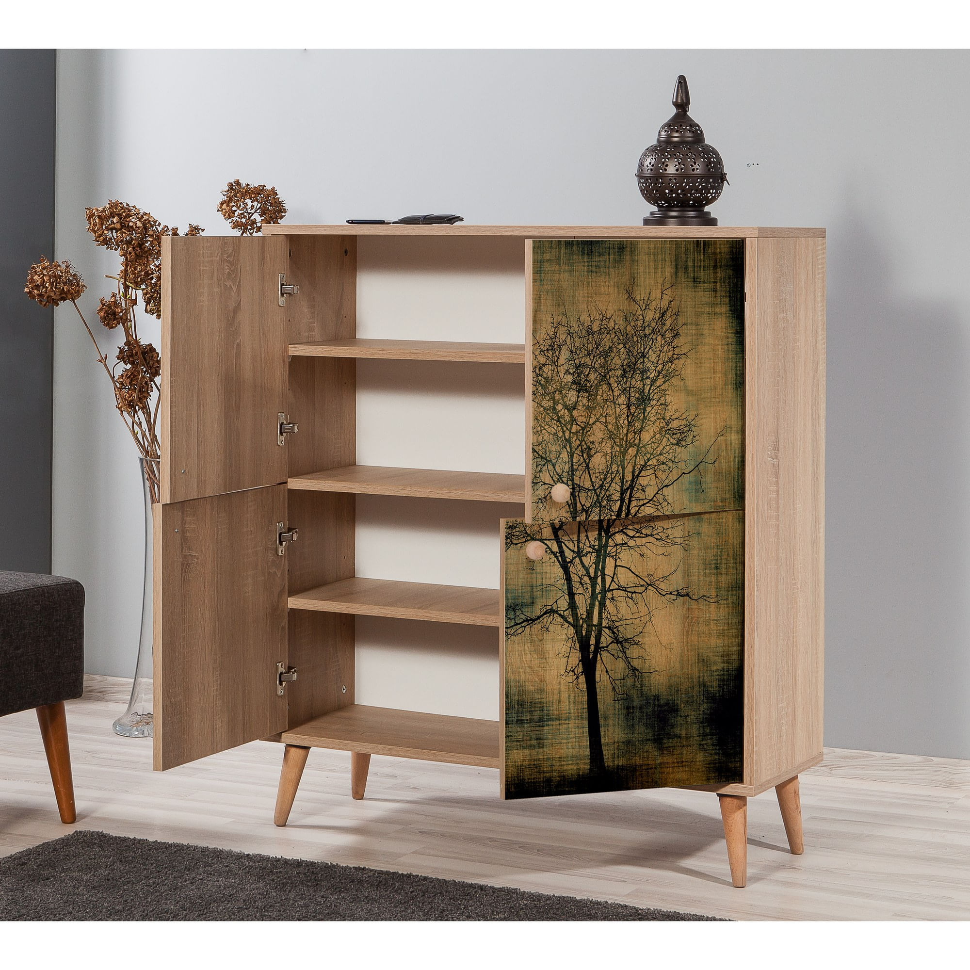 Dulap multifunctional, Hanah Home, PAL melaminat, stejar sonoma, 95x36x111 cm, 863SPH3934 — imaginea 3