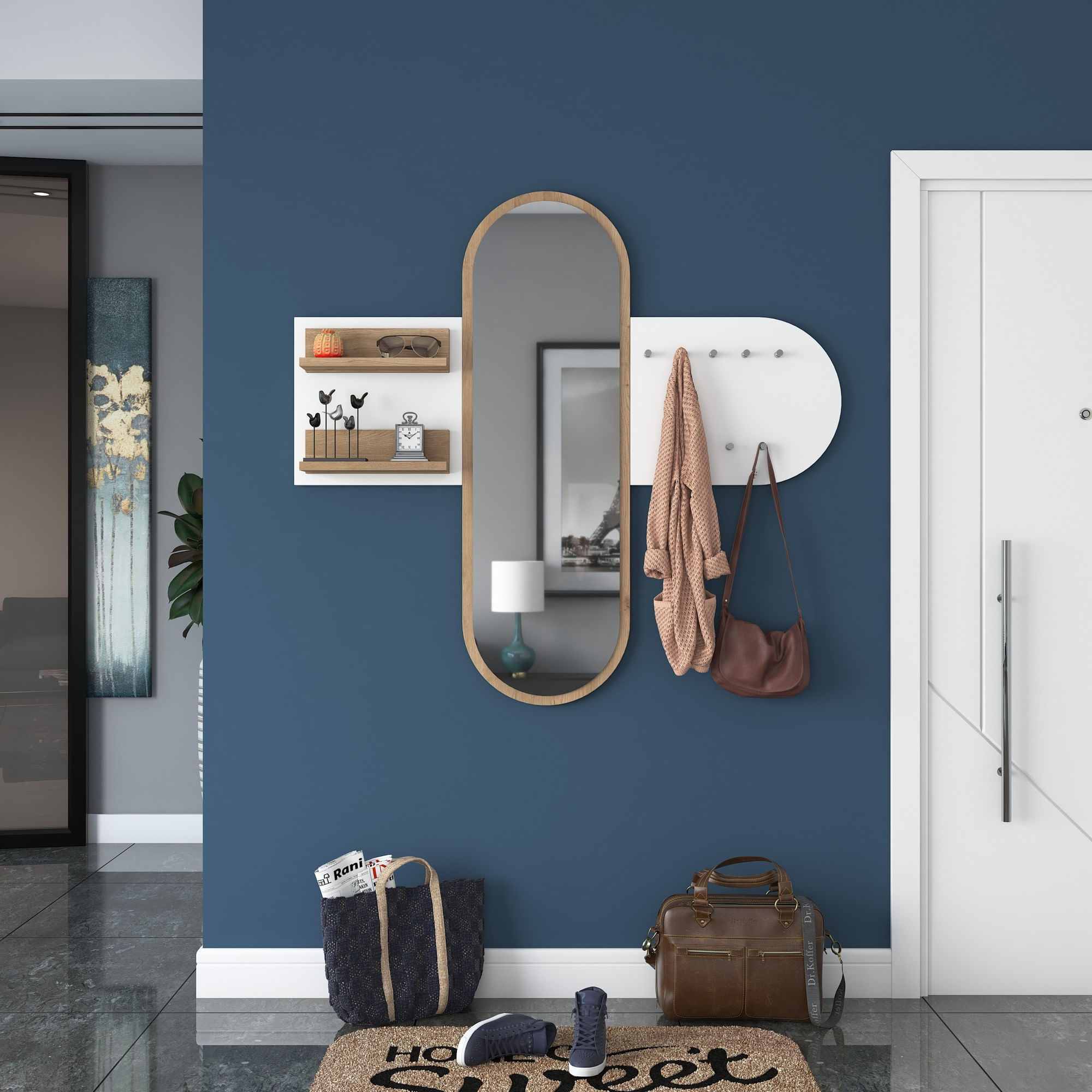 Cuier, Hanah Home, pal melaminat, alb nuc, 125x120x12 cm - imagine 5