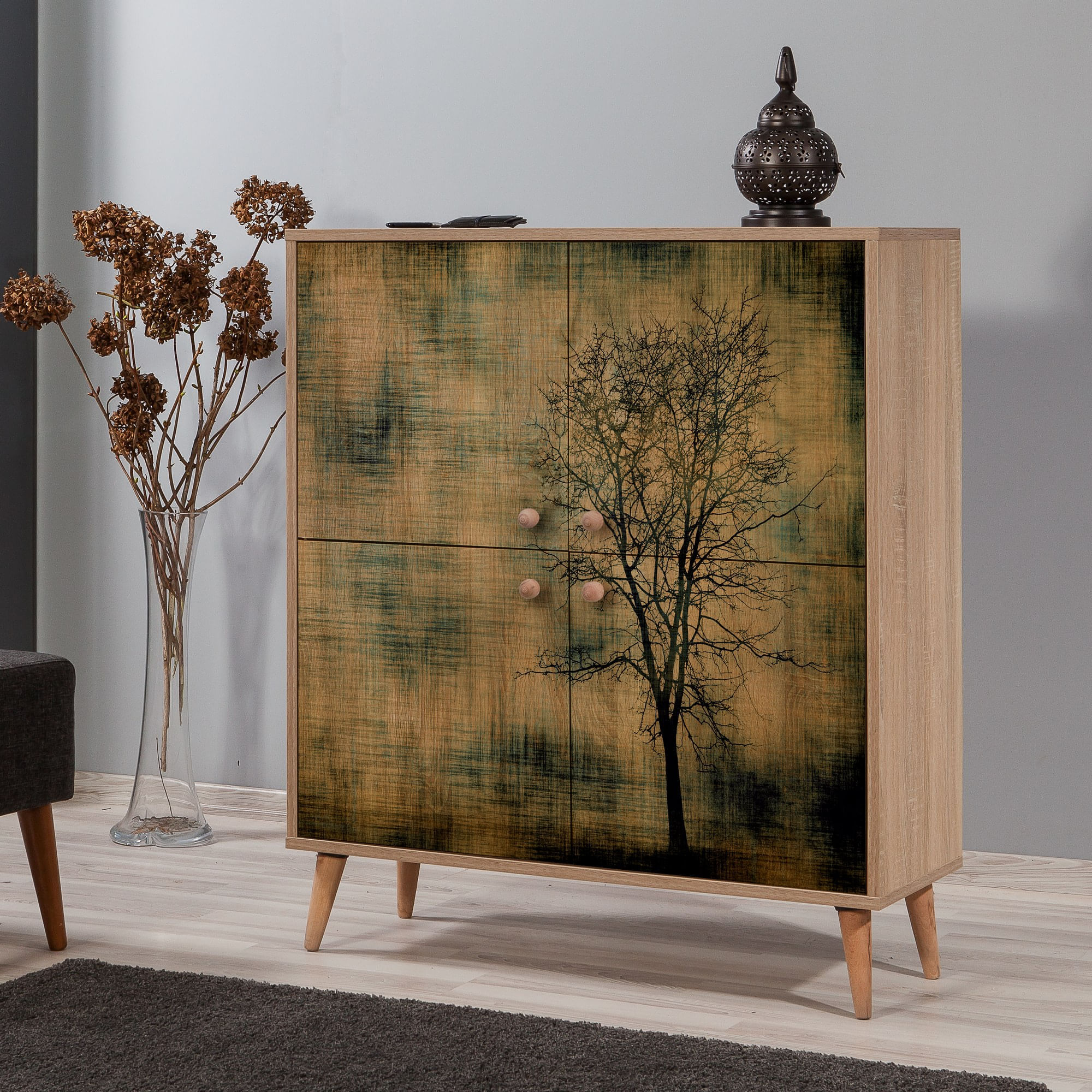 Dulap multifunctional, Hanah Home, PAL melaminat, stejar sonoma, 95x36x111 cm, 863SPH3934 — imaginea 5