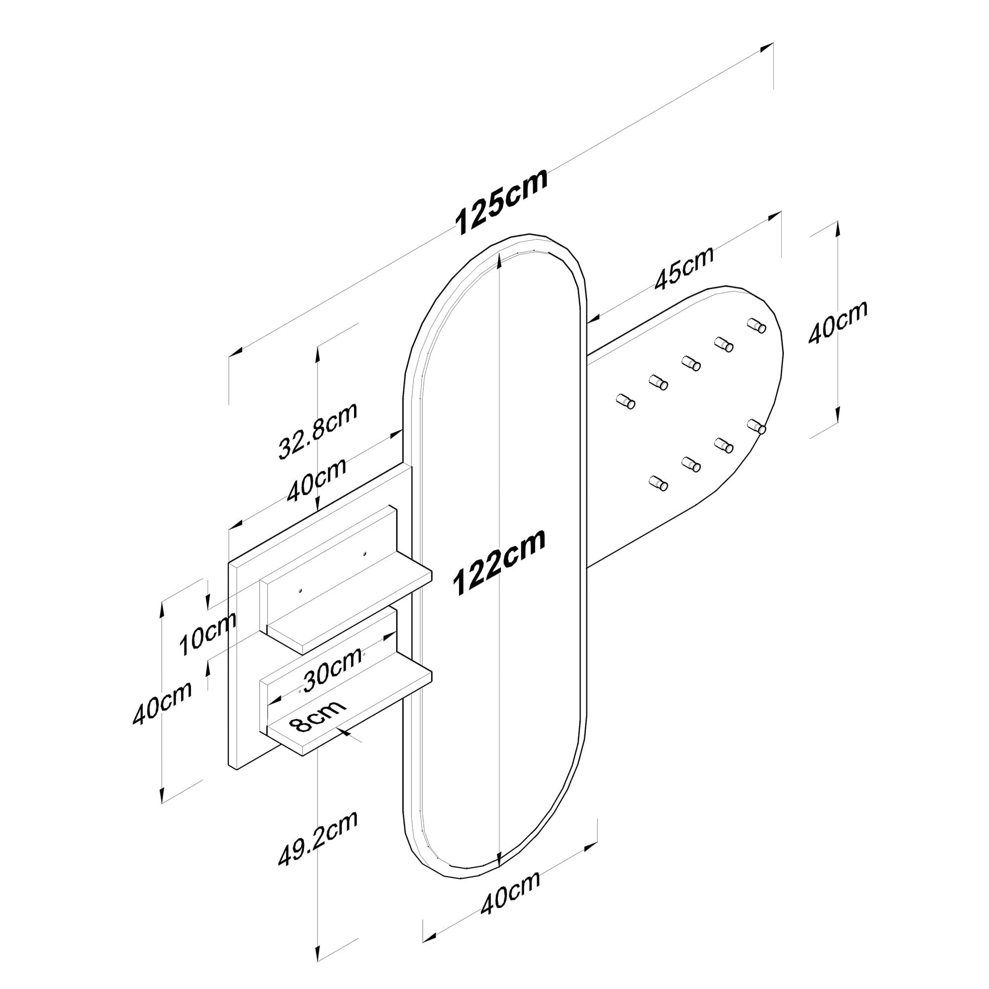 Cuier, Hanah Home, pal melaminat, alb nuc, 125x120x12 cm - imagine 8