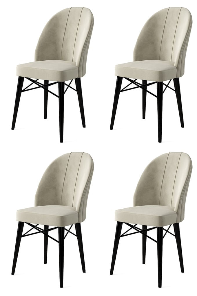 Set scaune, Hanah Home, metal, crem si negru, 44x42x96 cm, 4 piese