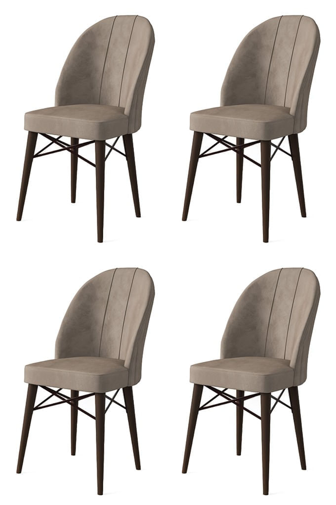 Set scaune, Hanah Home, metal, cappuccino si maro, 44x42x96 cm, 4 piese