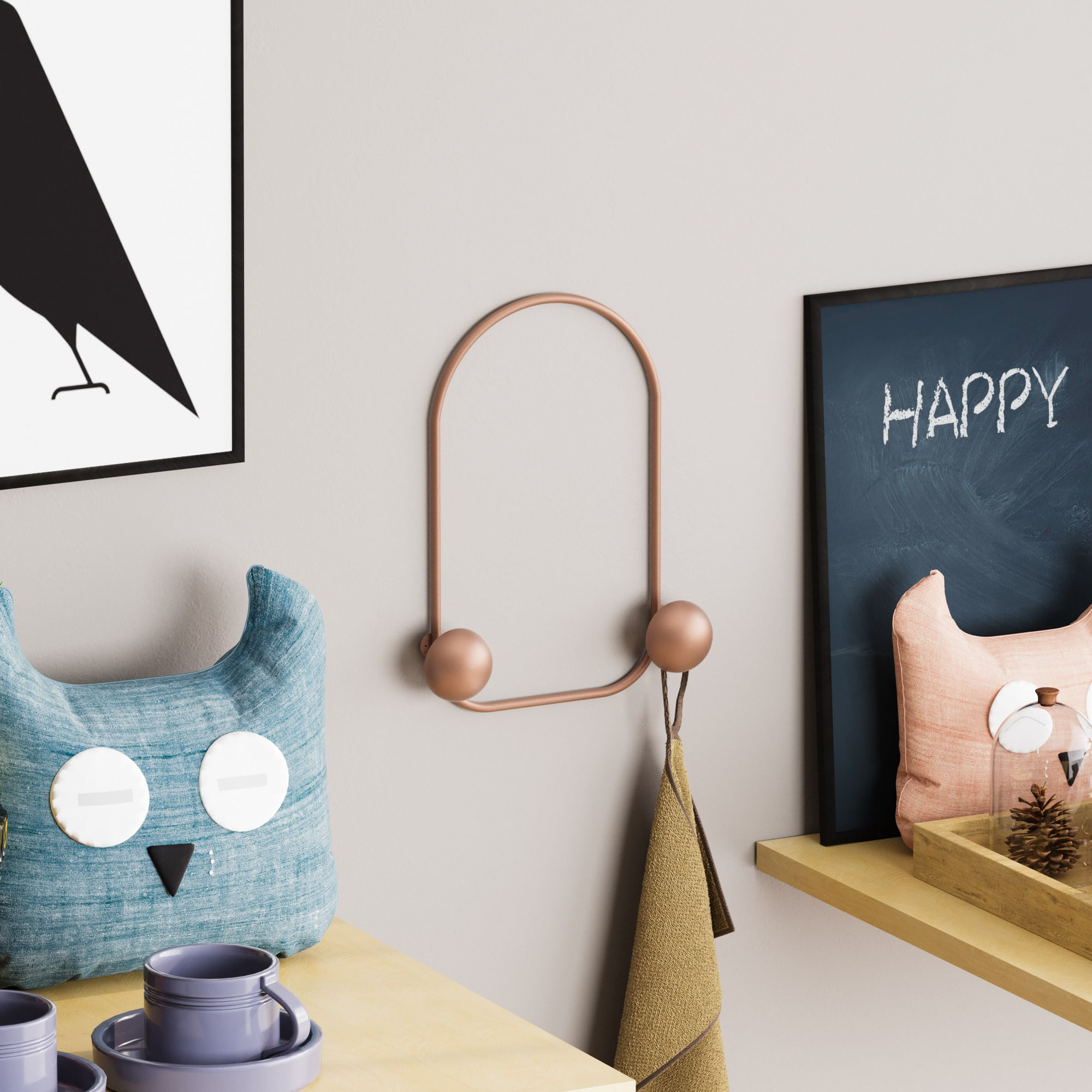 Carlig de perete, Wallxpert, metal, cupru, 25x7x33 cm — imaginea 2