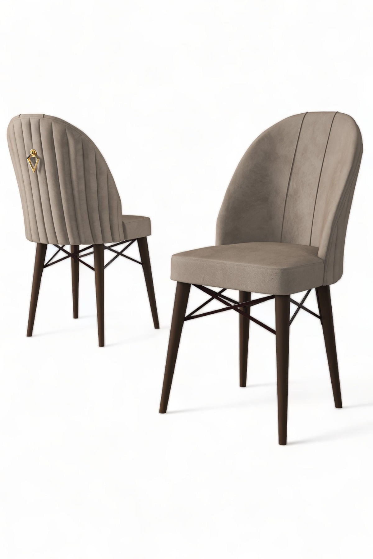 Set scaune, Hanah Home, metal, cappuccino si maro, 44x42x96 cm, 4 piese — imaginea 3