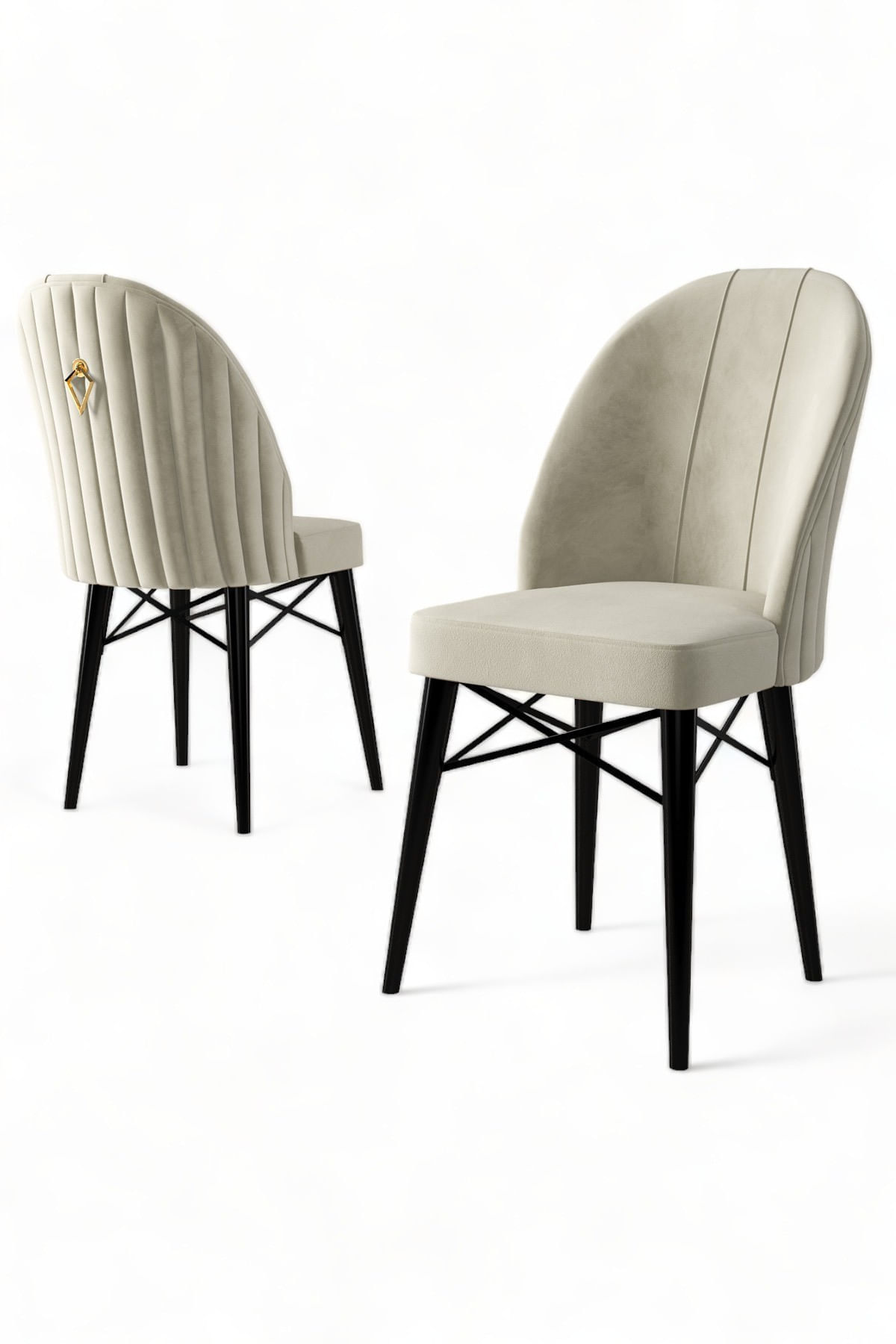 Set scaune, Hanah Home, metal, crem si negru, 44x42x96 cm, 4 piese — imaginea 3