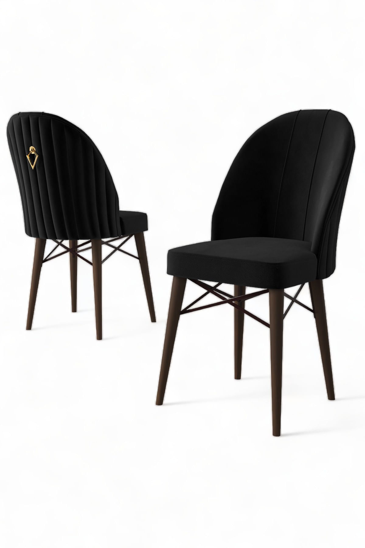 Set scaune, Hanah Home, metal, negru maro, 44x42x96 cm, 6 piese — imaginea 3