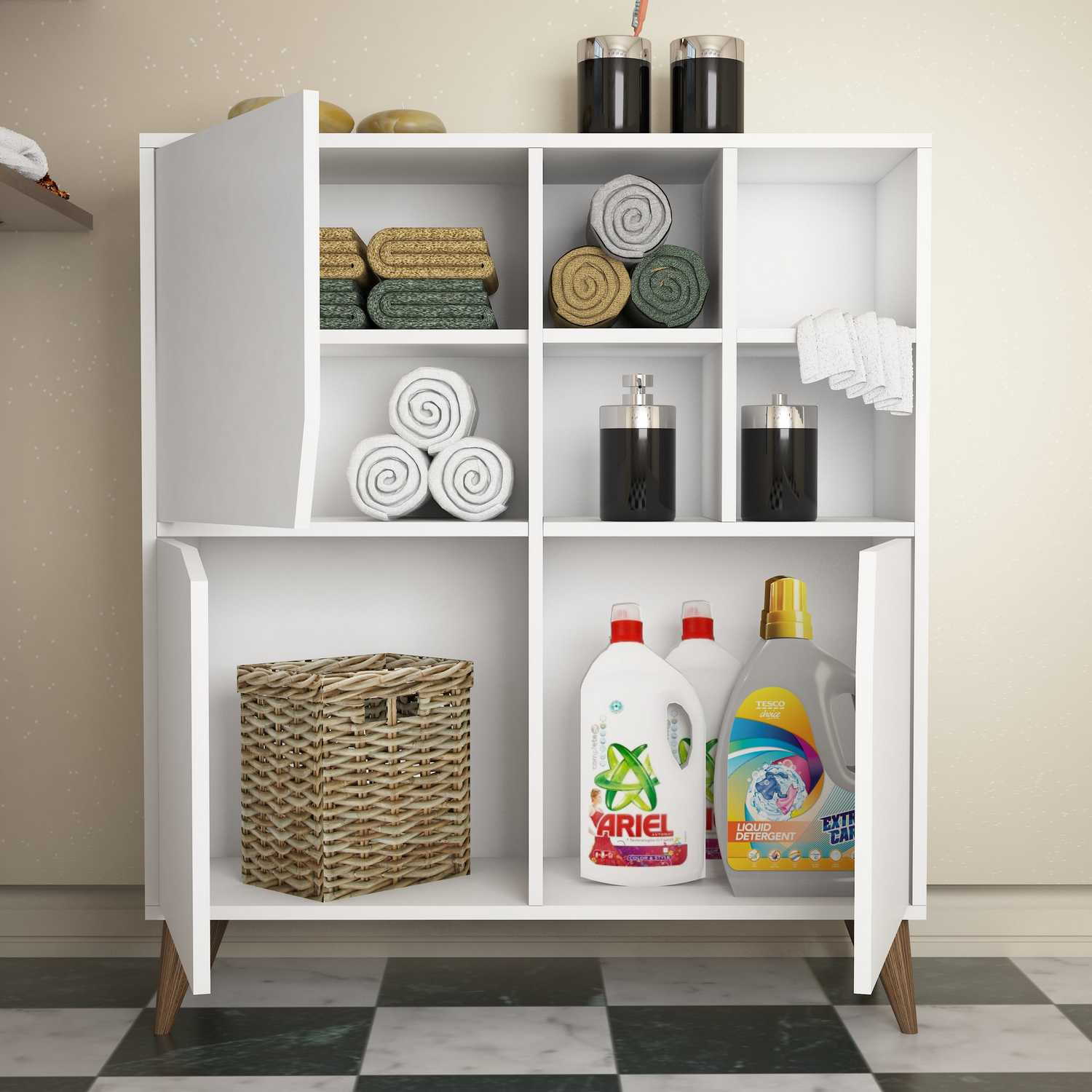 Comoda, Hanah Home, pal melaminat, alb, 100x30x115 cm — imaginea 3