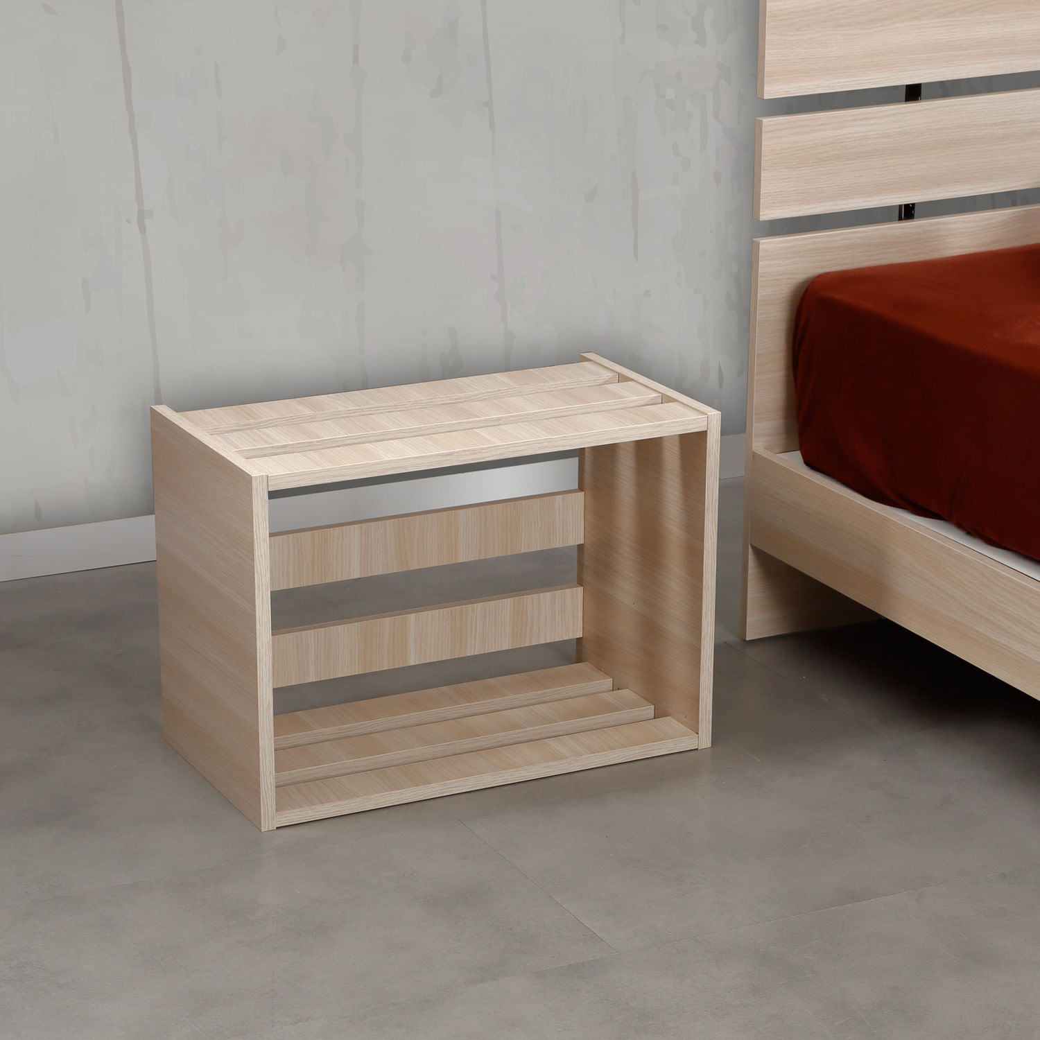 Noptiera, Hanah Home, pal melaminat, stejar, 60x33x43 cm — imaginea 2