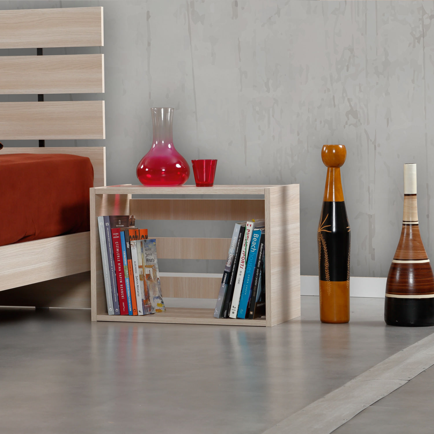 Noptiera, Hanah Home, pal melaminat, stejar, 60x33x43 cm — imaginea 4
